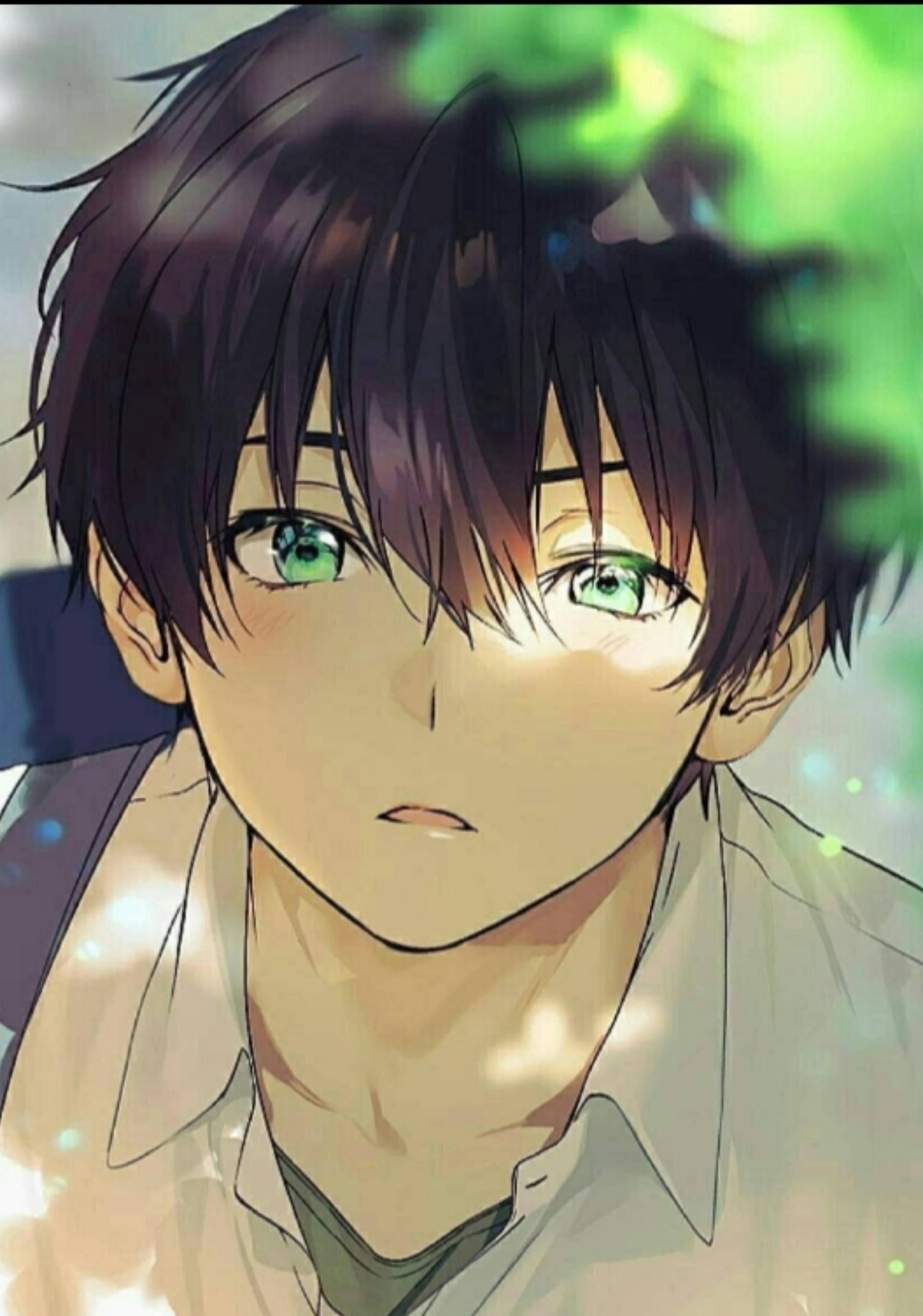 Aesthetischer anime junge icon grüne augen