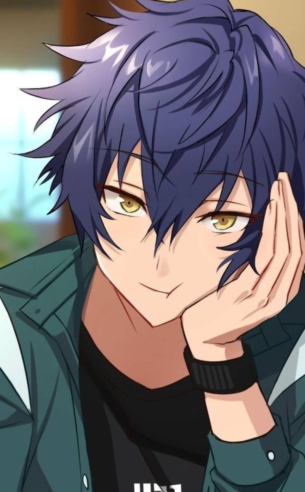 Aesthetischer anime junge icon indigo haar
