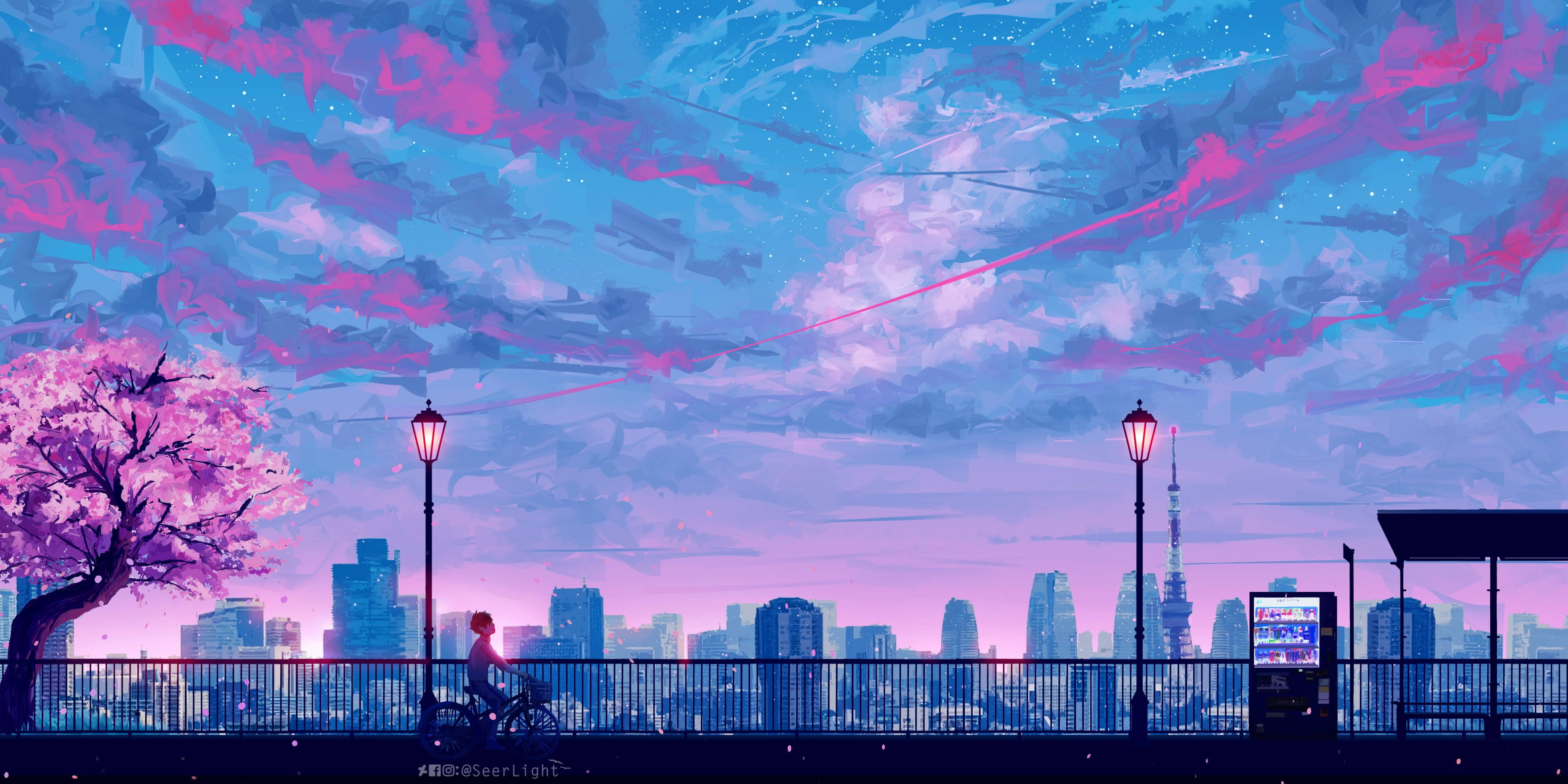 Aesthetic Anime Scene Desktop 4K — 4800x2400 wallpaper