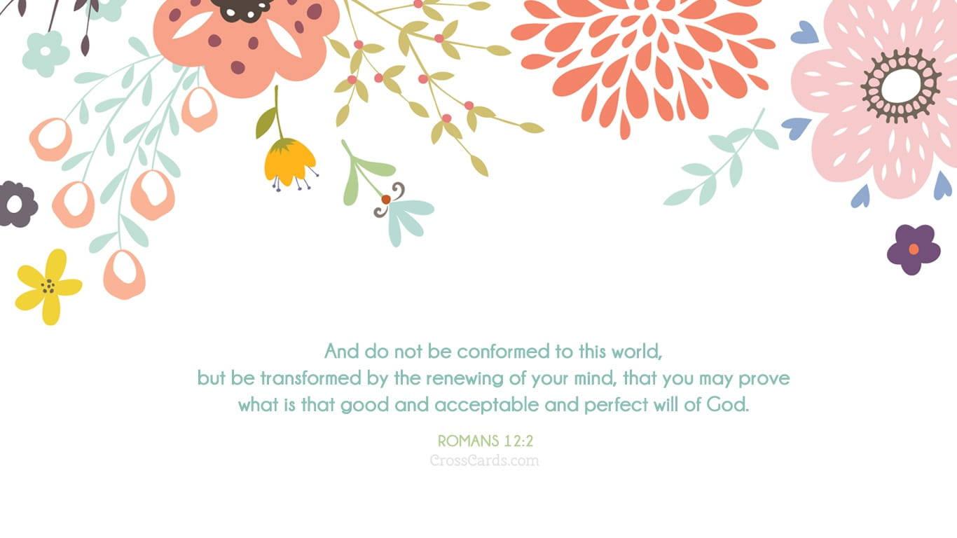 Aesthetic Bible Verse Romans 12:2 — 1366x768 wallpaper