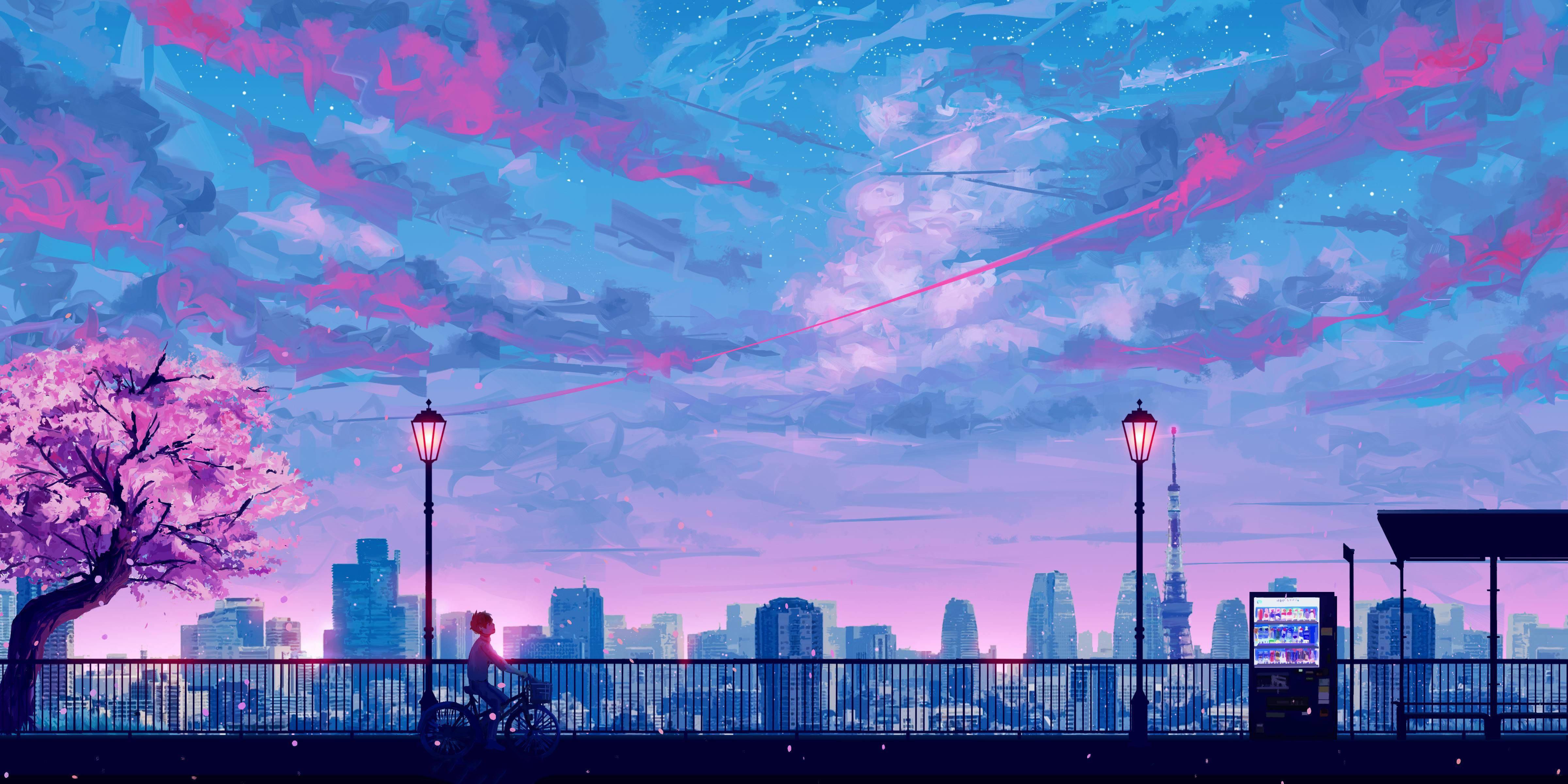 Aesthetic Boy Cityscape — 4800x2400 wallpaper