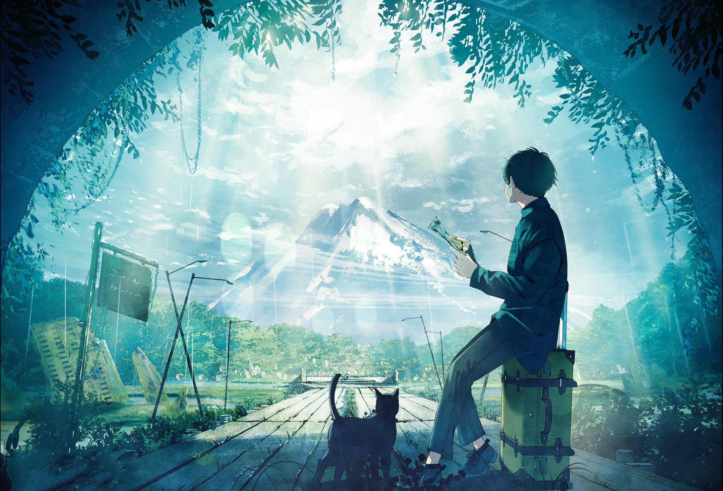 Aesthetic Boy With Cat — 2485x1688 wallpaper