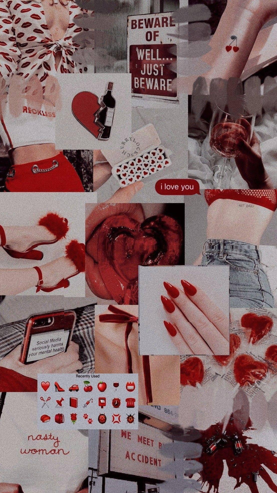 Aesthetic Collage Red Girl Things — 1106x1967 wallpaper