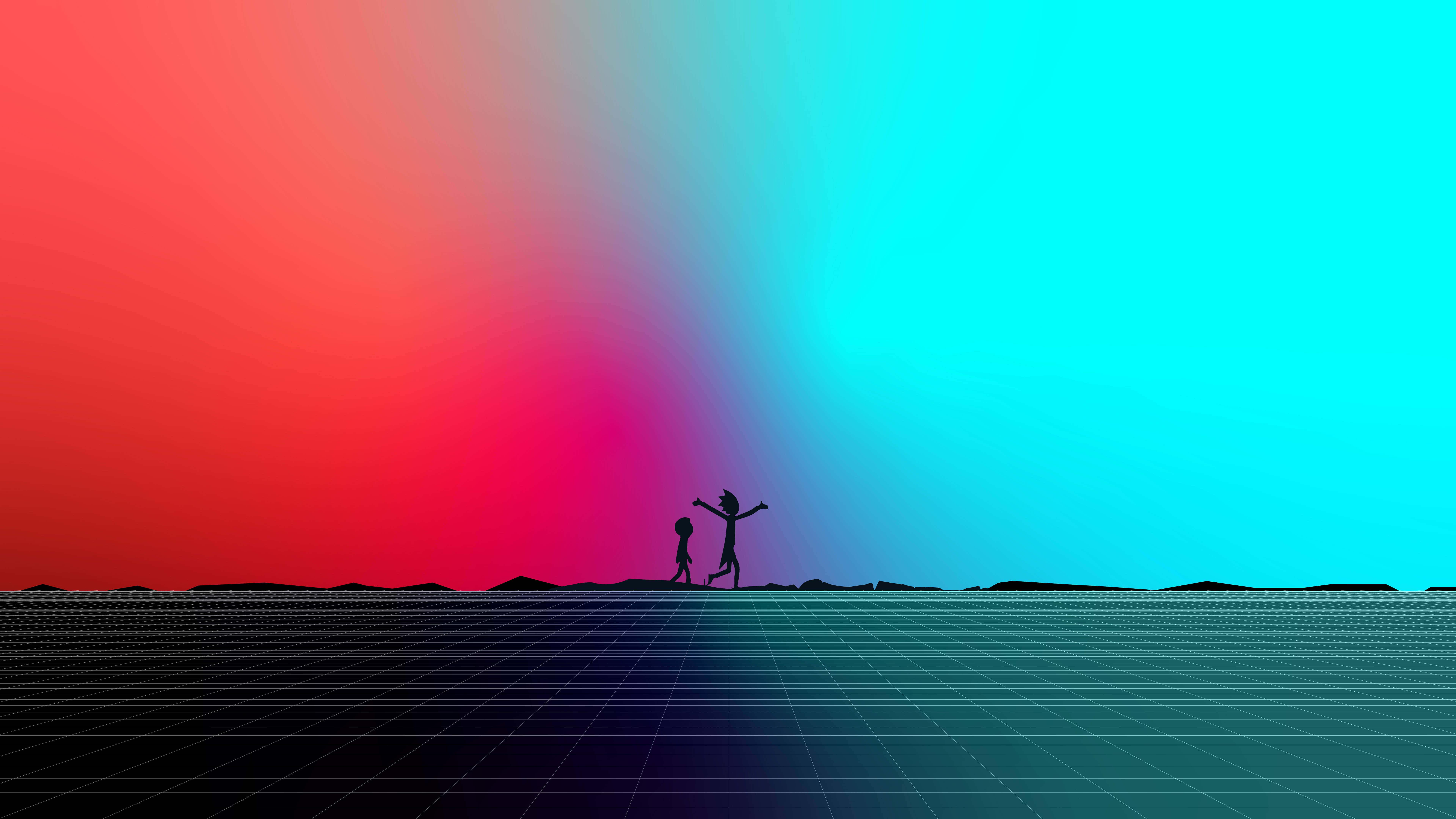 Aesthetic Computer 4k Blue Red Sky — 7680x4320 wallpaper