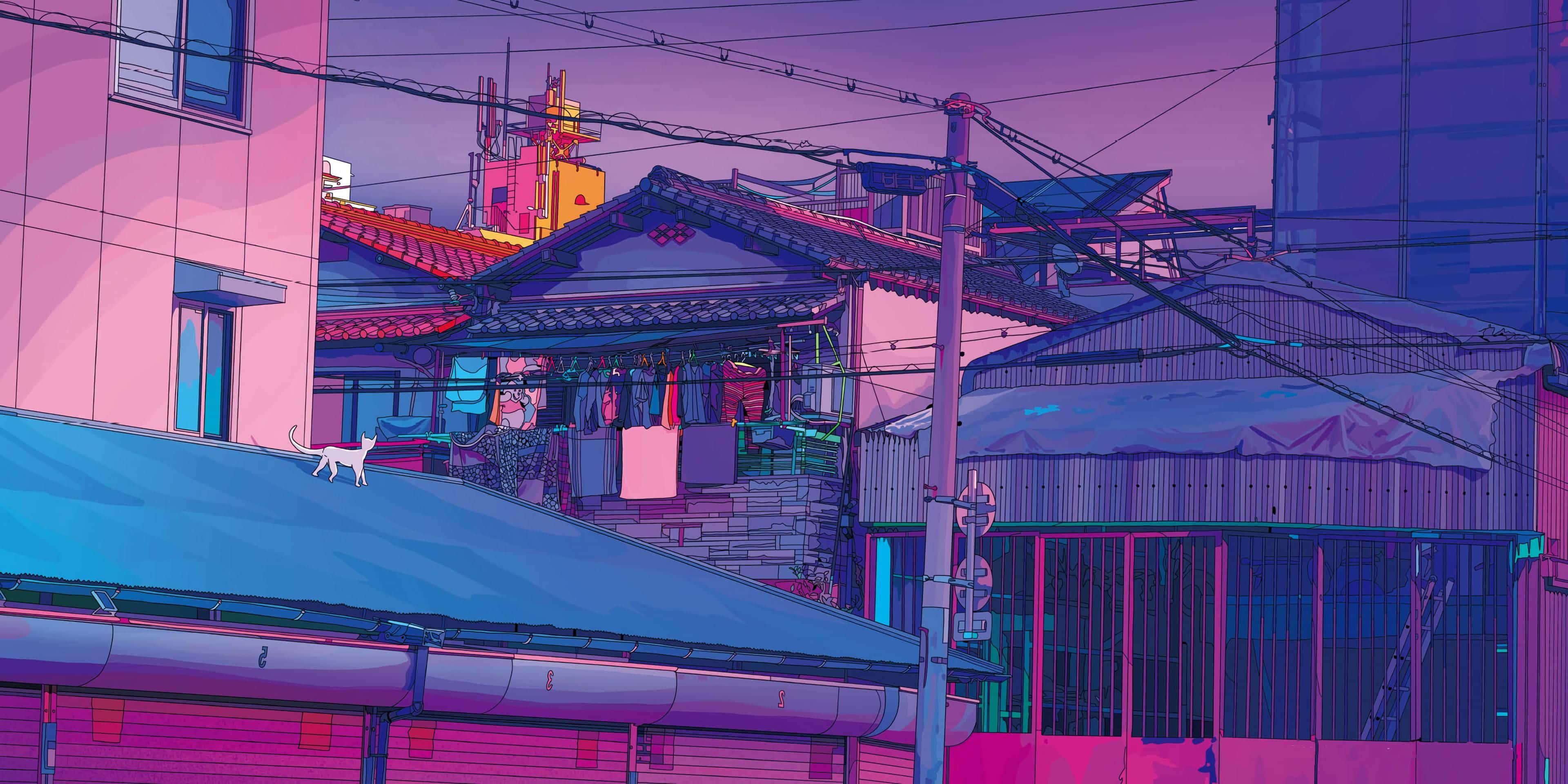 Aesthetic Computer 4k Electric Lines — 3840x1920 wallpaper