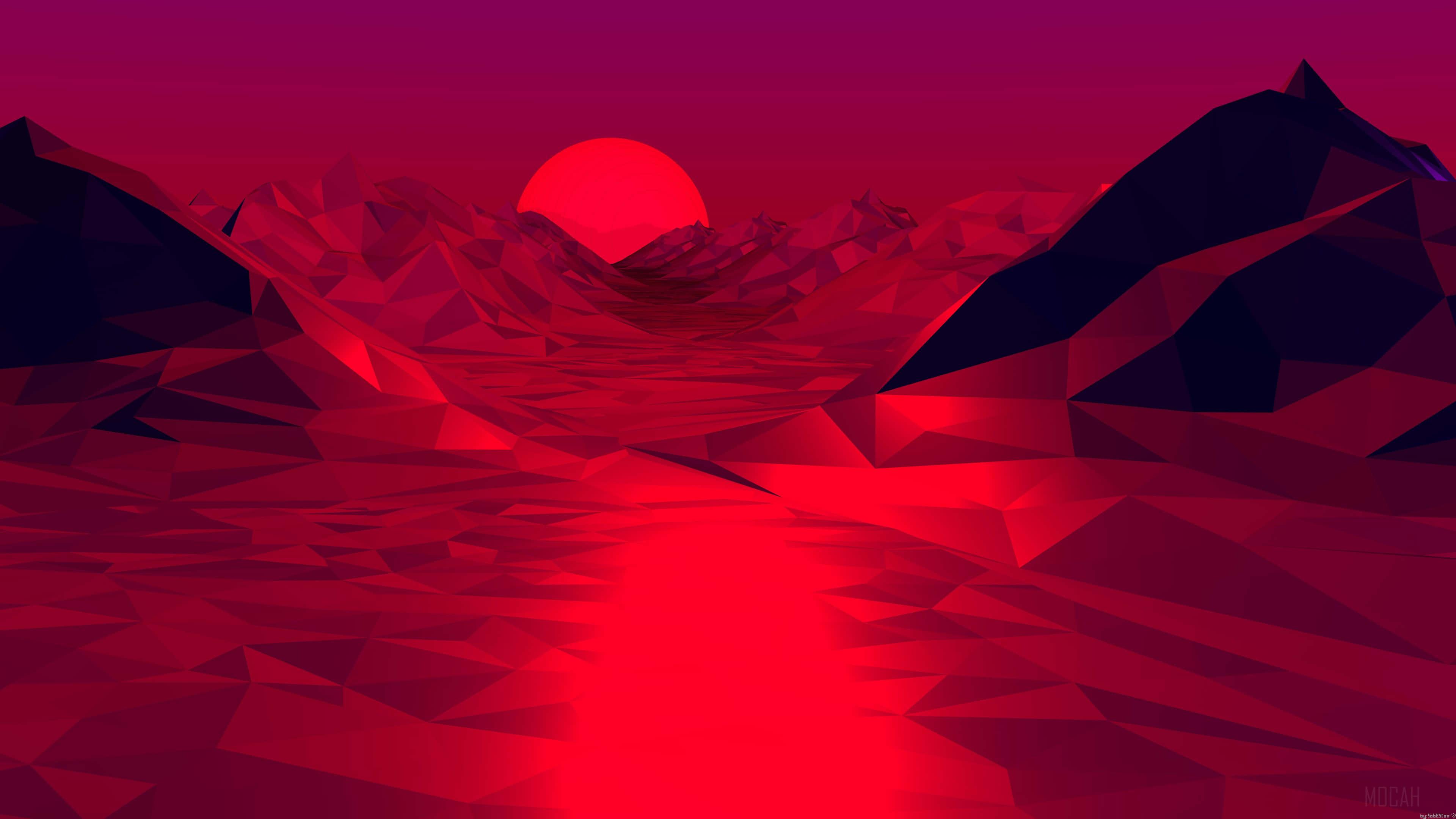 Aesthetic Computer 4k Red Sun — 3840x2160 wallpaper