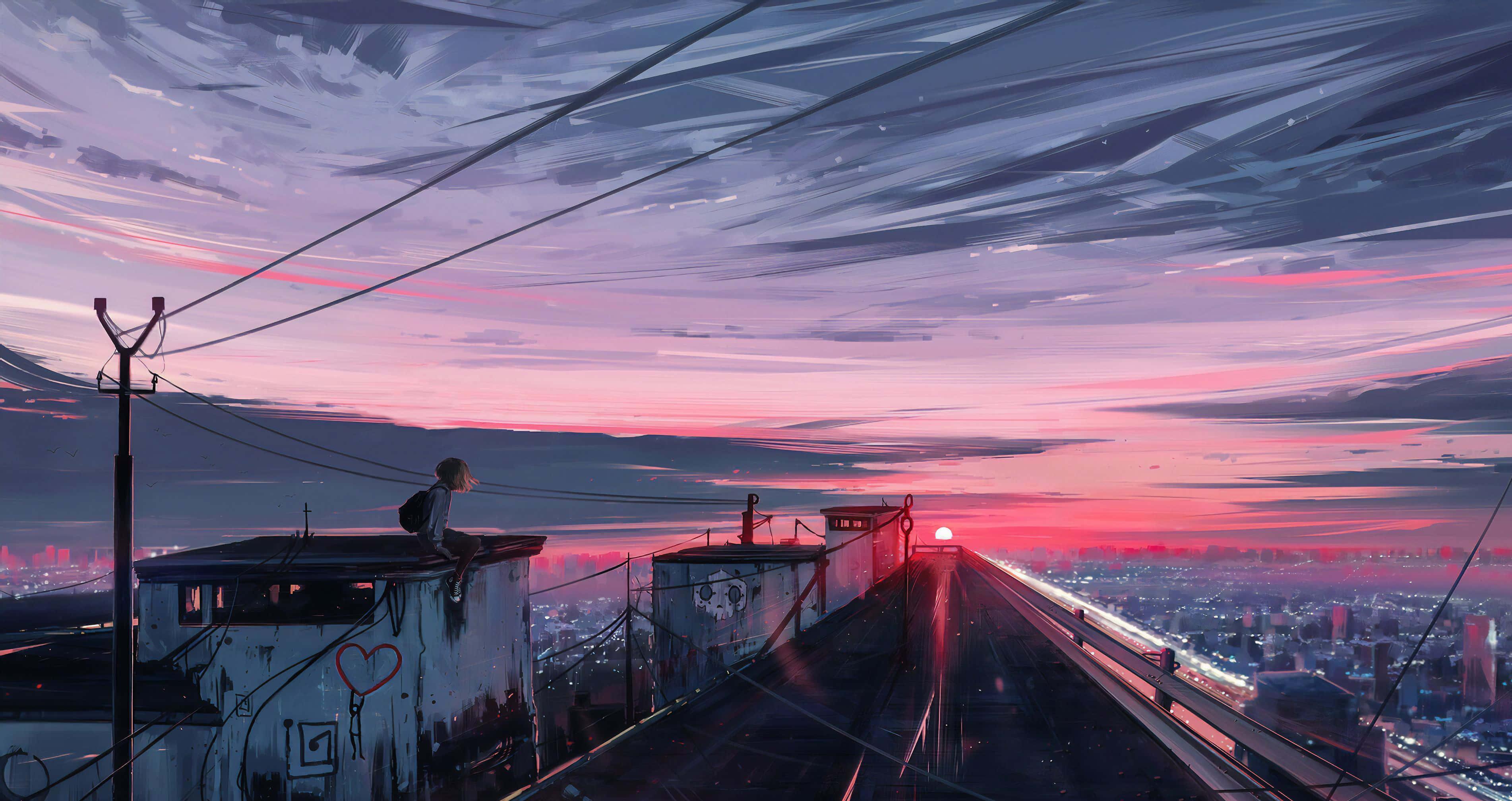 Aesthetic Computer 4k Sunset Road — 3805x2017 wallpaper