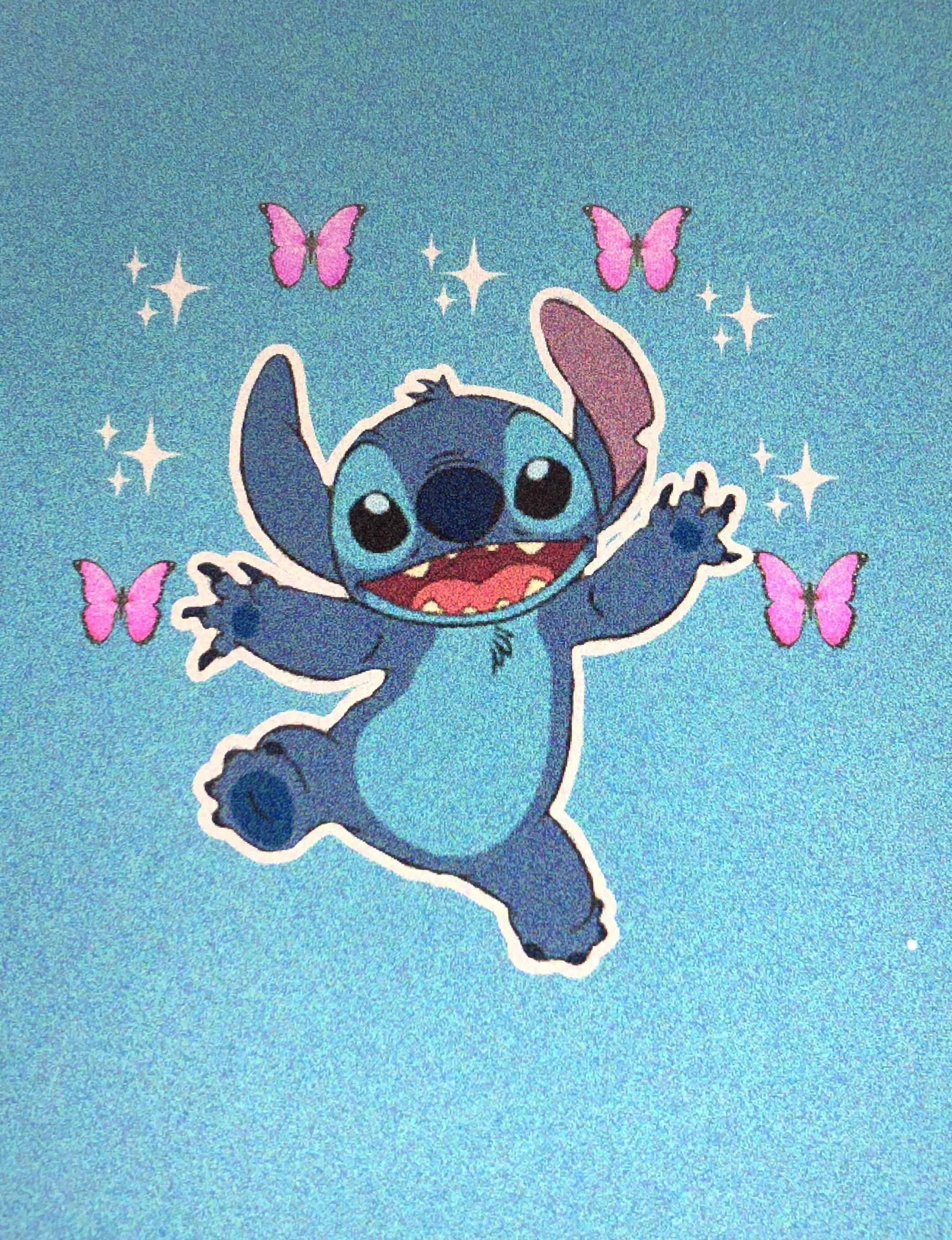 Aesthetic Cute Stitch Pink Butterflies — 2090x2720 wallpaper