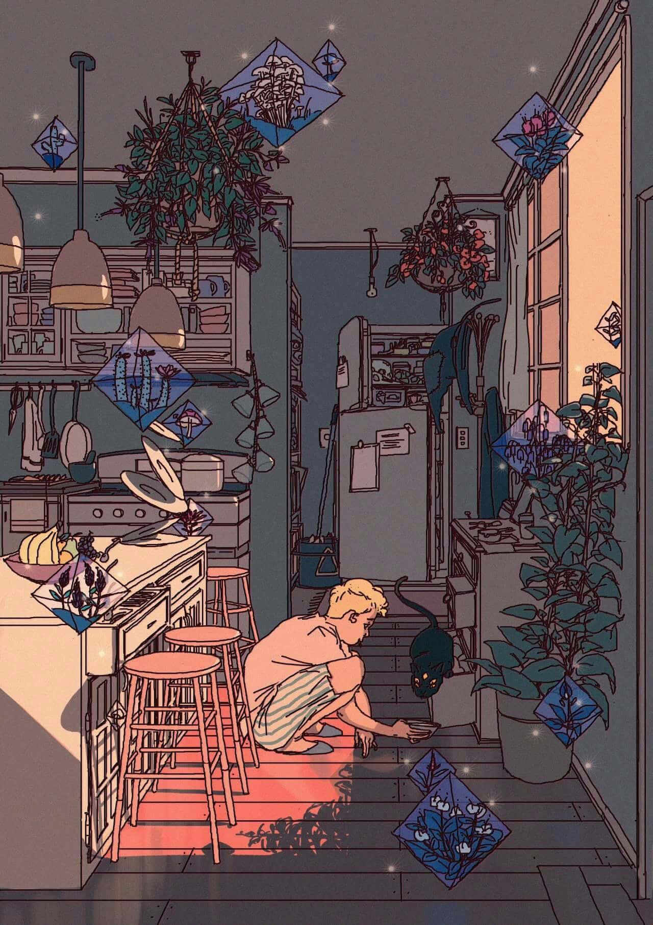 Aesthetic Drawing of Painted Flowers — 1280x1811 wallpaper