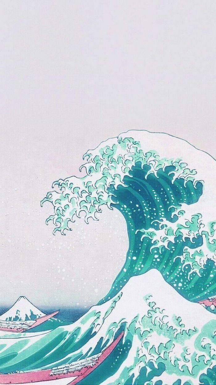 Aesthetic Drawing The Great Wave — 700x1244 wallpaper