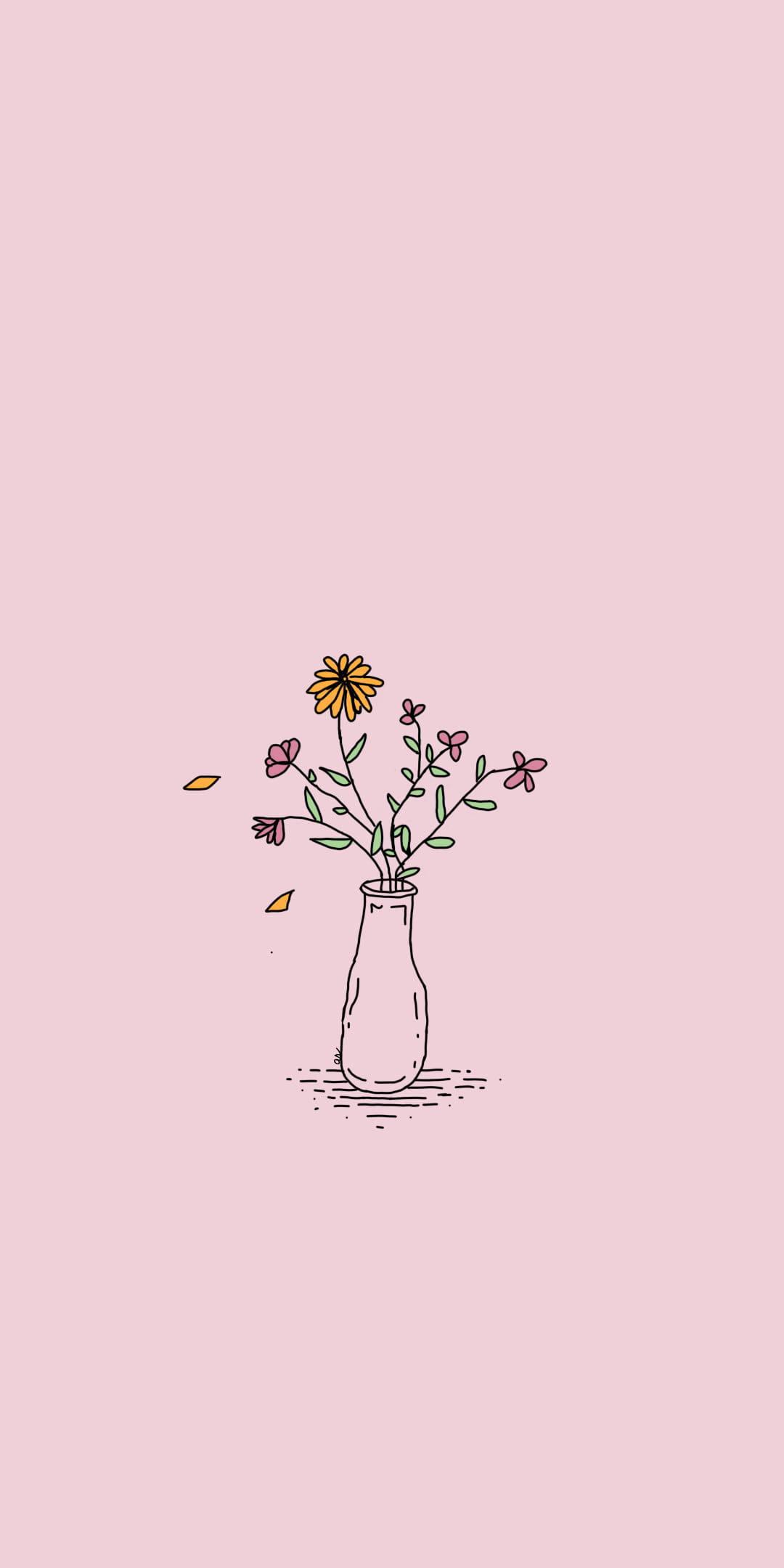 Aesthetic Flower Vase Home Screen — 1080x2160 wallpaper