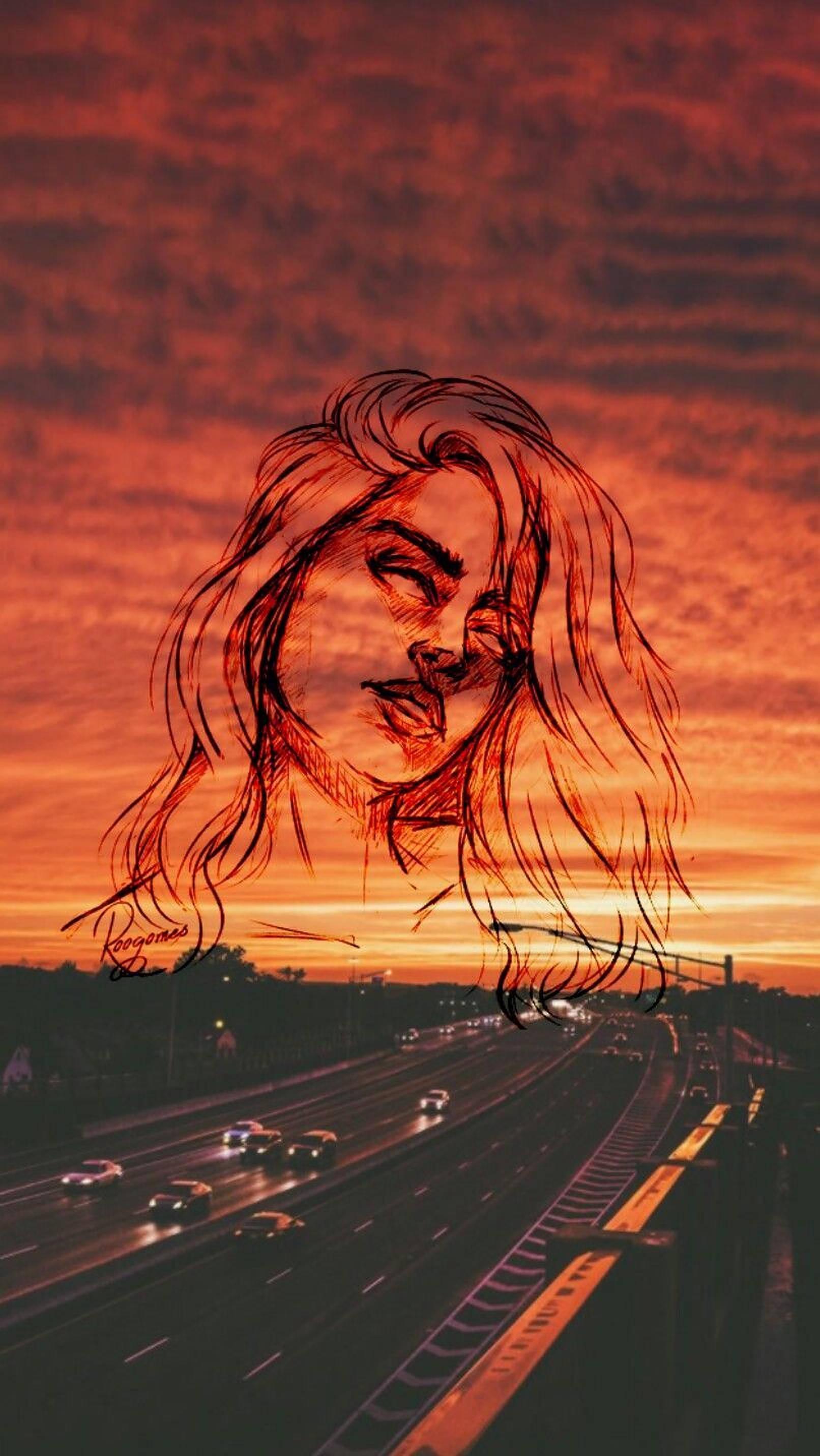 Aesthetic Girl Orange Sunset — 1612x2864 wallpaper