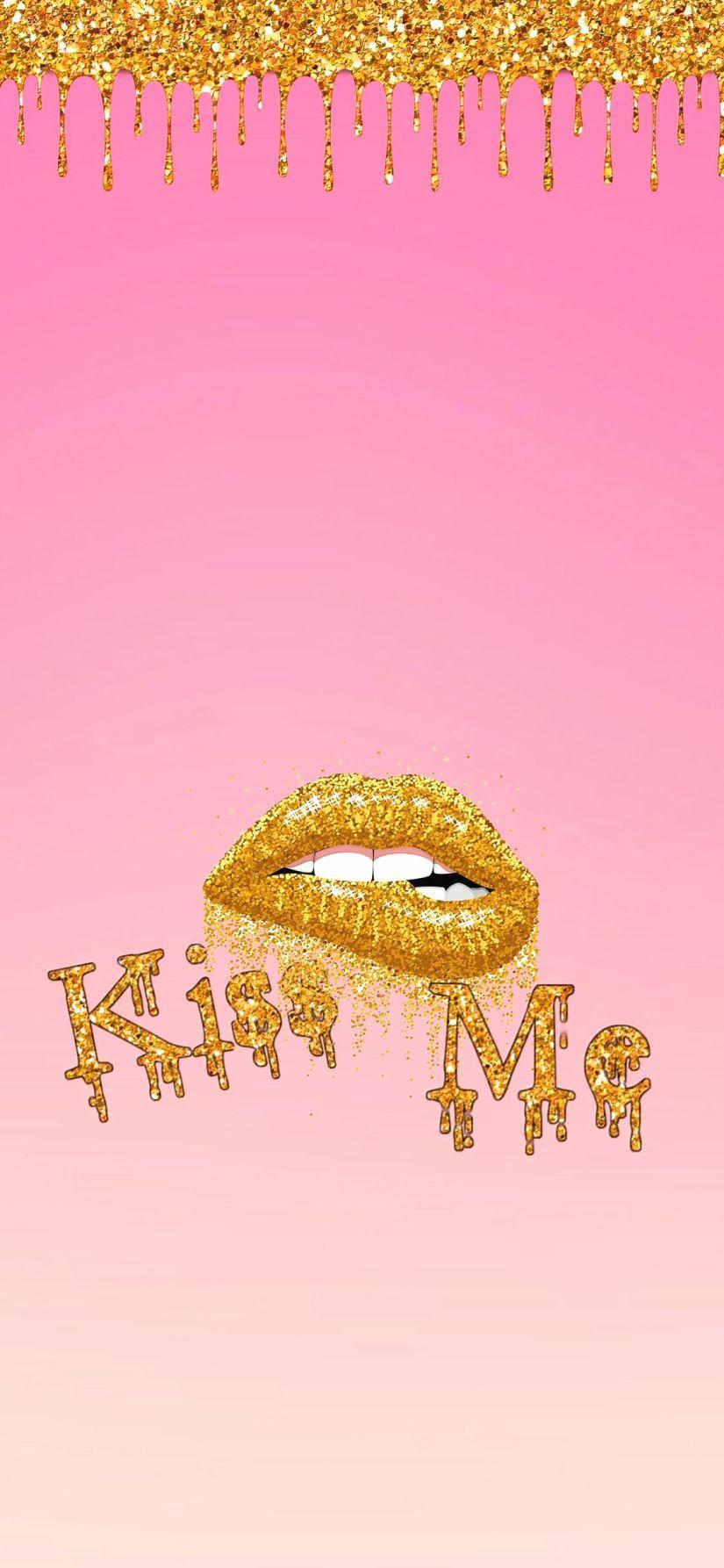 Aesthetic Girly Biting Golden Lips — 825x1786 wallpaper