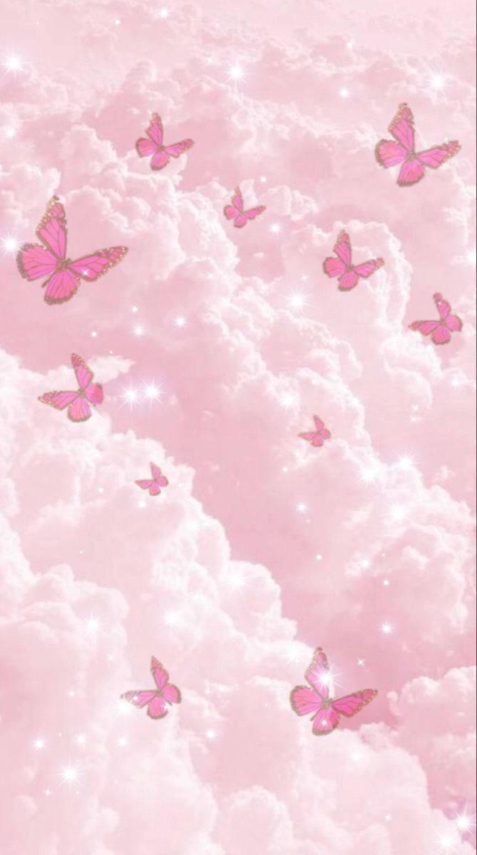 Aesthetic Girly Clouds And Butterflies — 670x1200 wallpaper