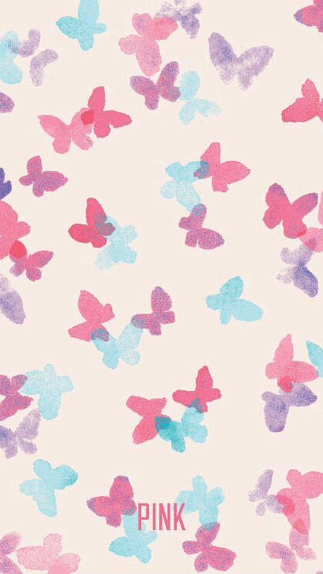 Aesthetic Girly Multicolored Butterflies — 1080x1920 wallpaper