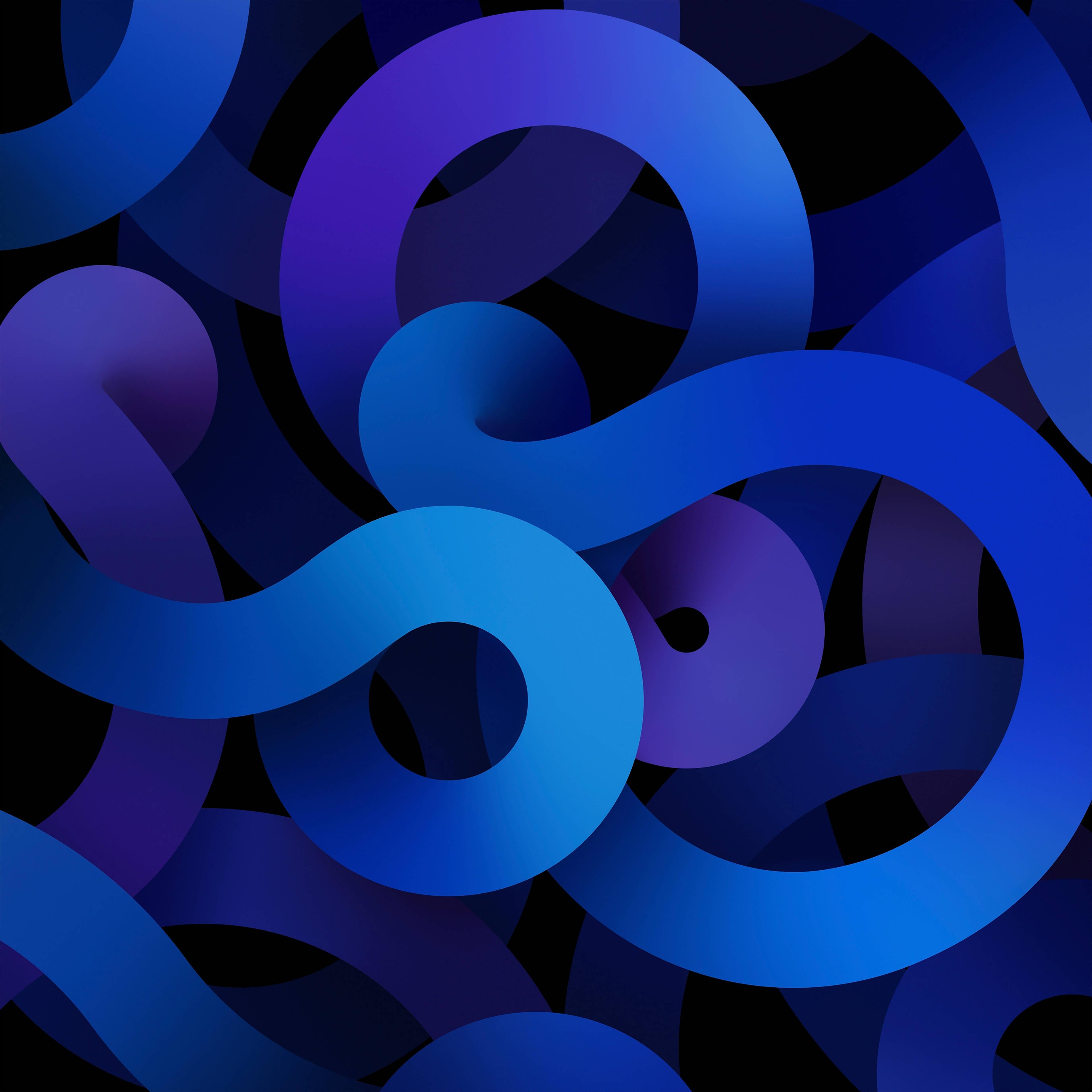 Aesthetic Ipad Blue Curves — 3840x3840 wallpaper