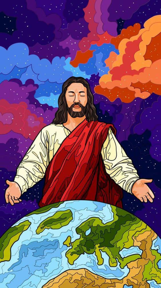 Aesthetic Jesus Above Earth — 564x1003 wallpaper
