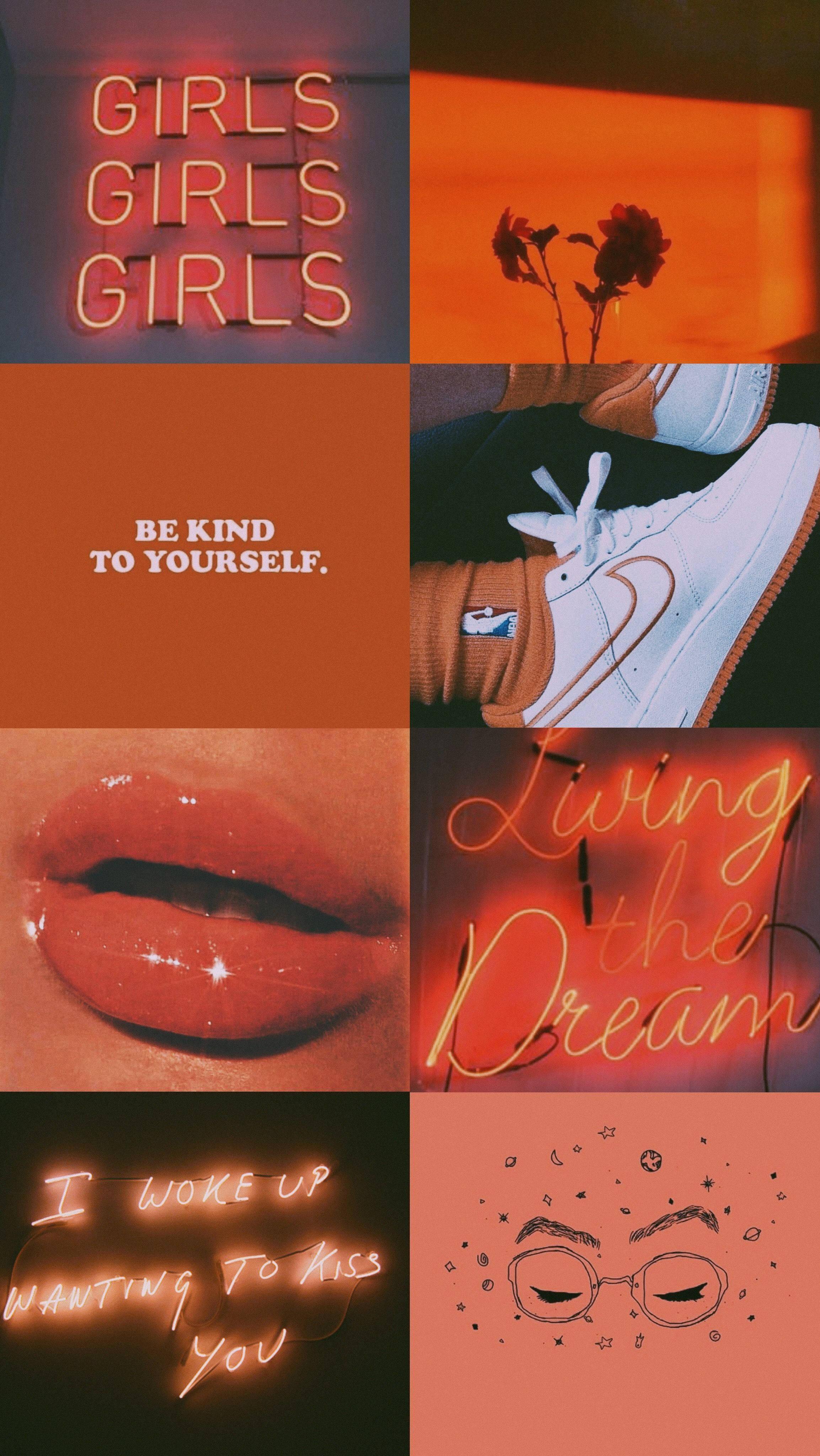Aesthetic Orange Baddie Collage — 2307x4096 wallpaper