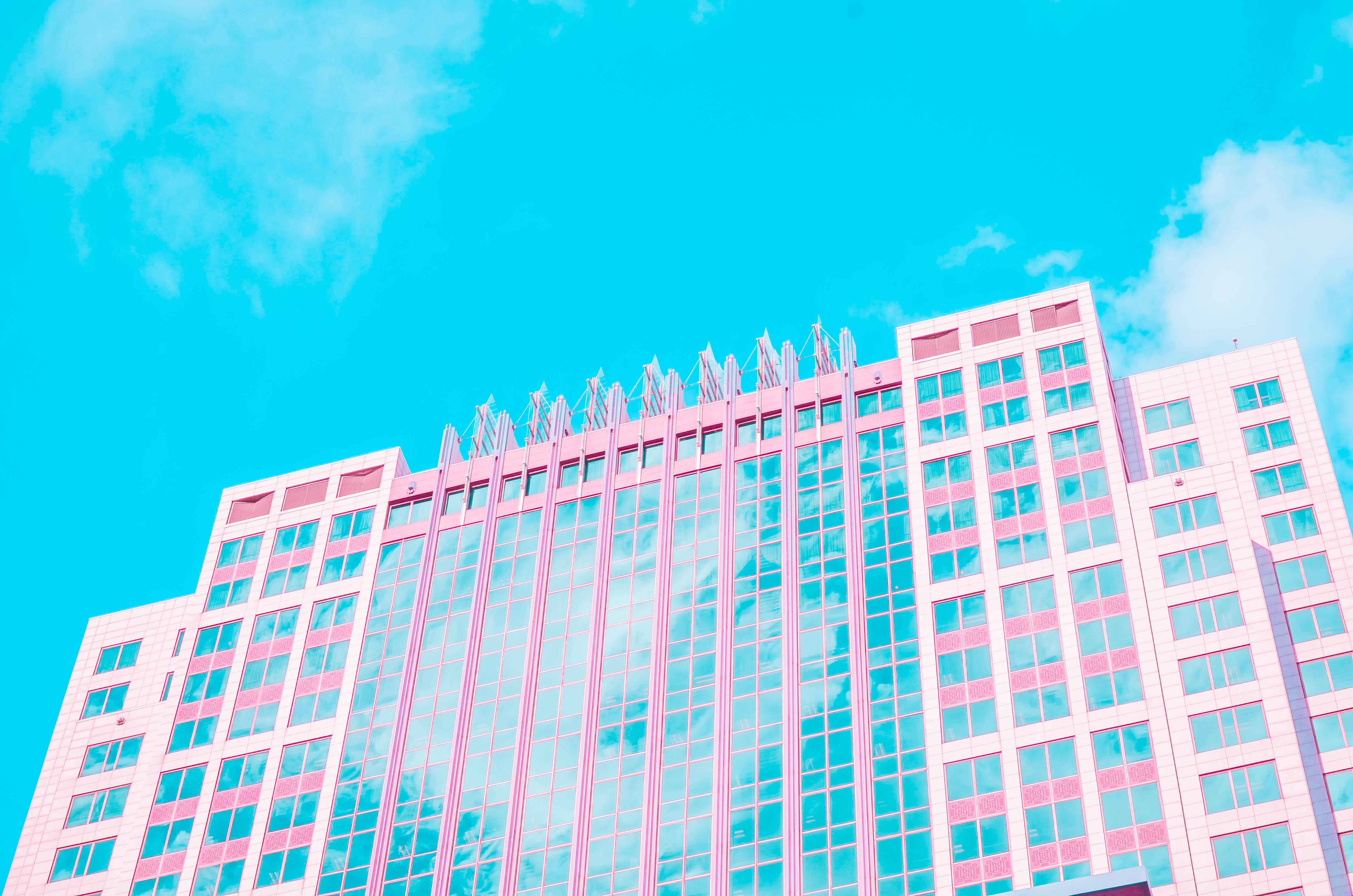 Aesthetic Pink Building with Sparkling Lights — 4928x3264 wallpaper