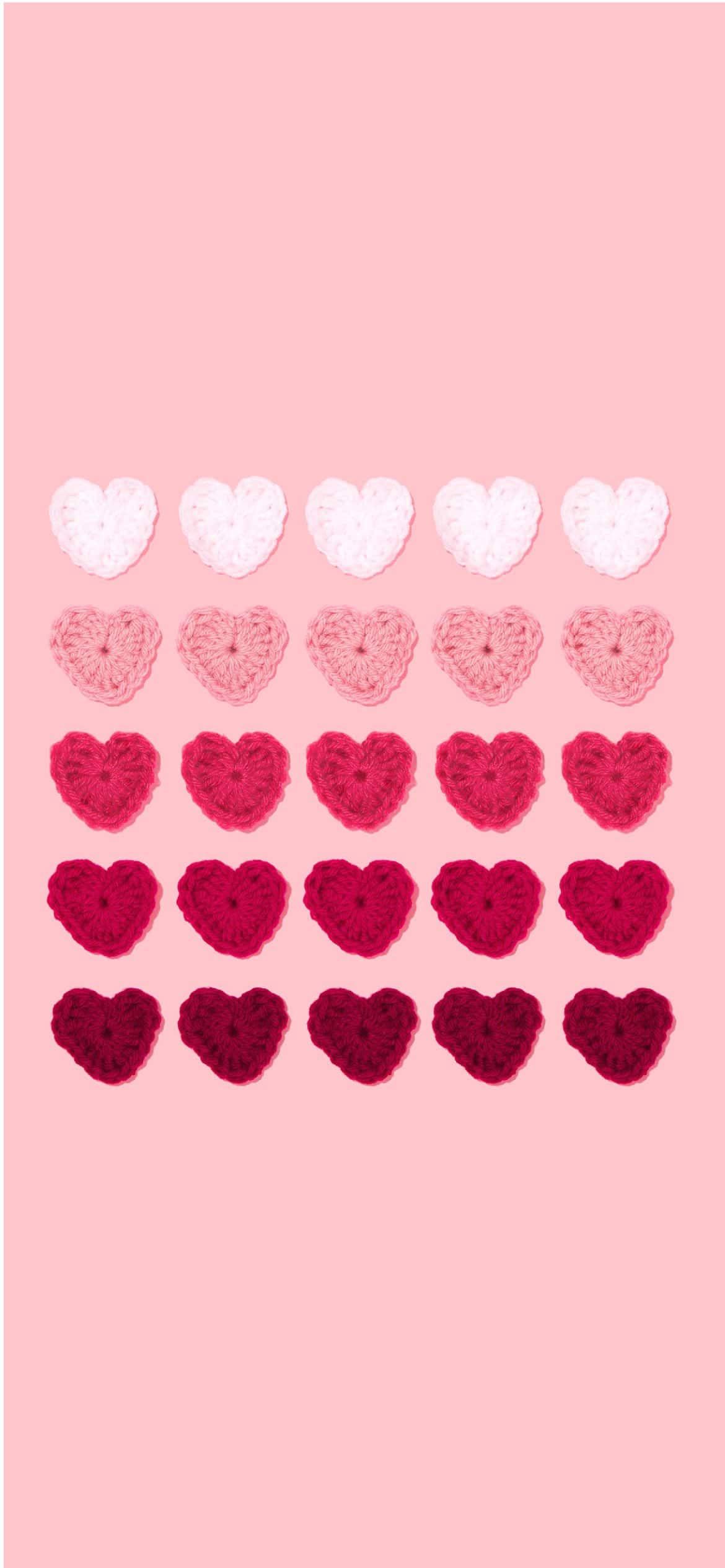 Aesthetic Pink iPhone Embroidered Hearts — 1170x2532 wallpaper