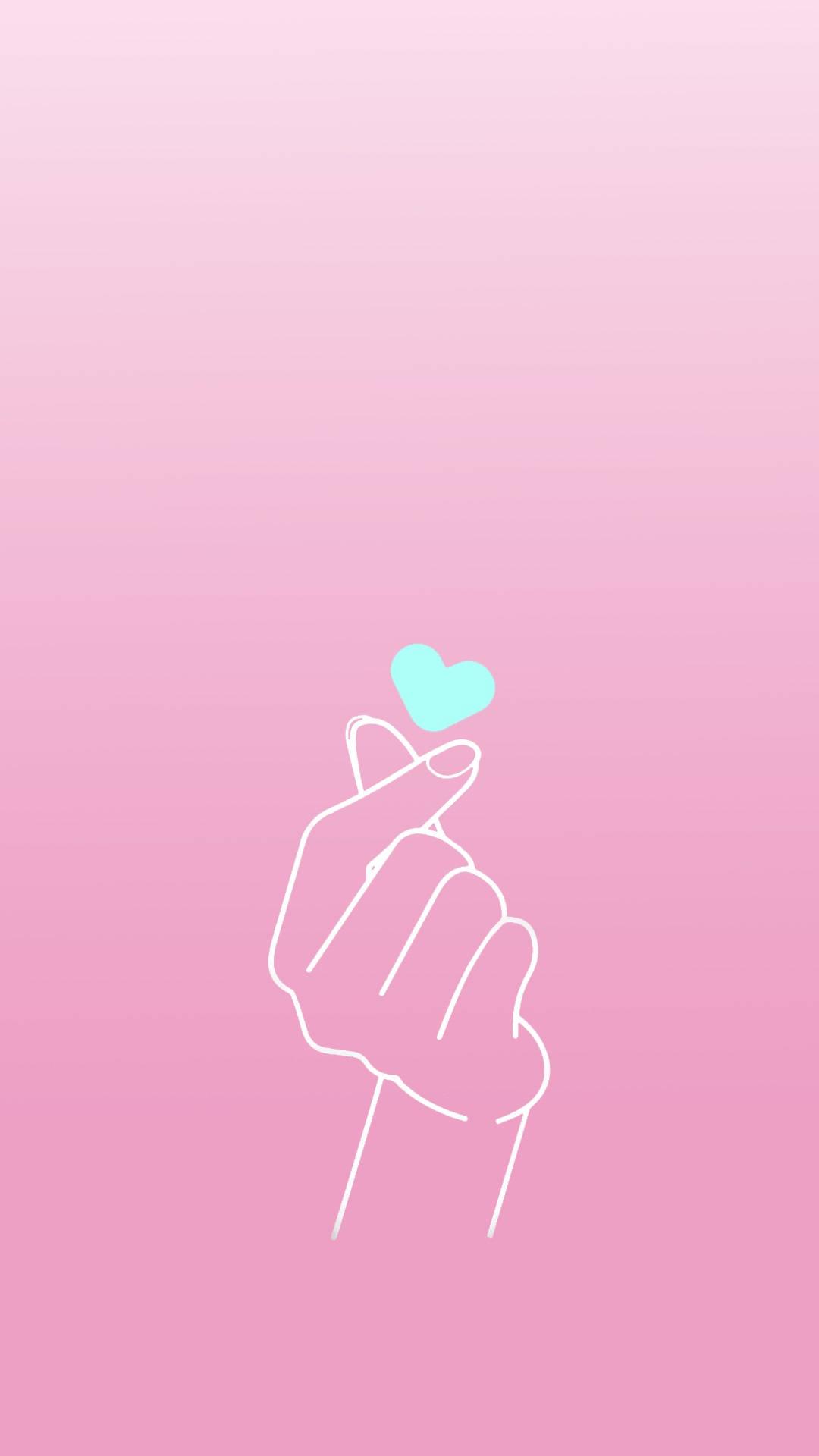Aesthetic Pink iPhone Finger Heart — 1080x1920 wallpaper