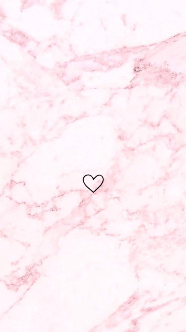 Aesthetic Pink iPhone Heart On Marble — 750x1334 wallpaper