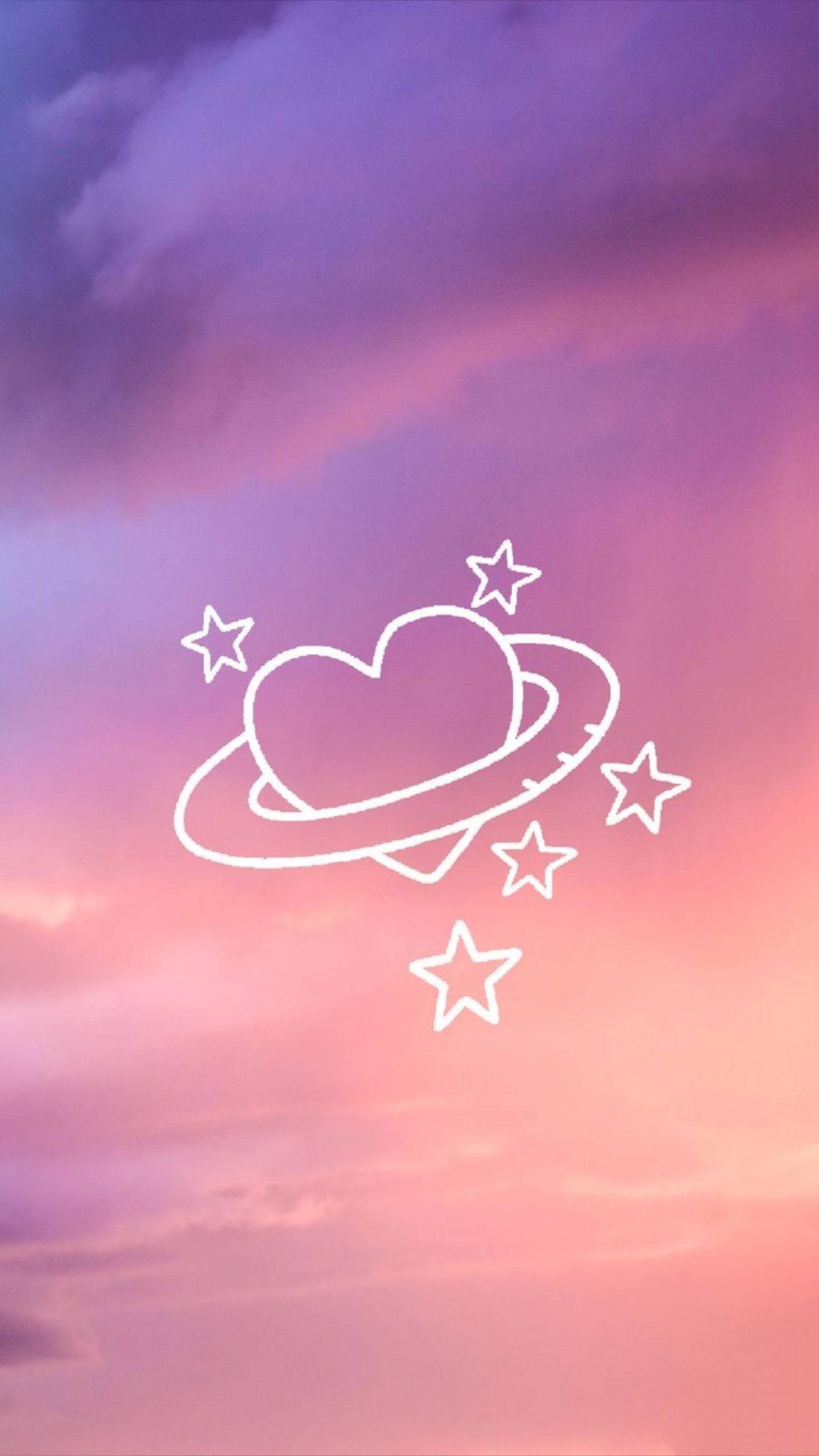 Aesthetic Pink iPhone Heart With Ring — 1242x2208 wallpaper
