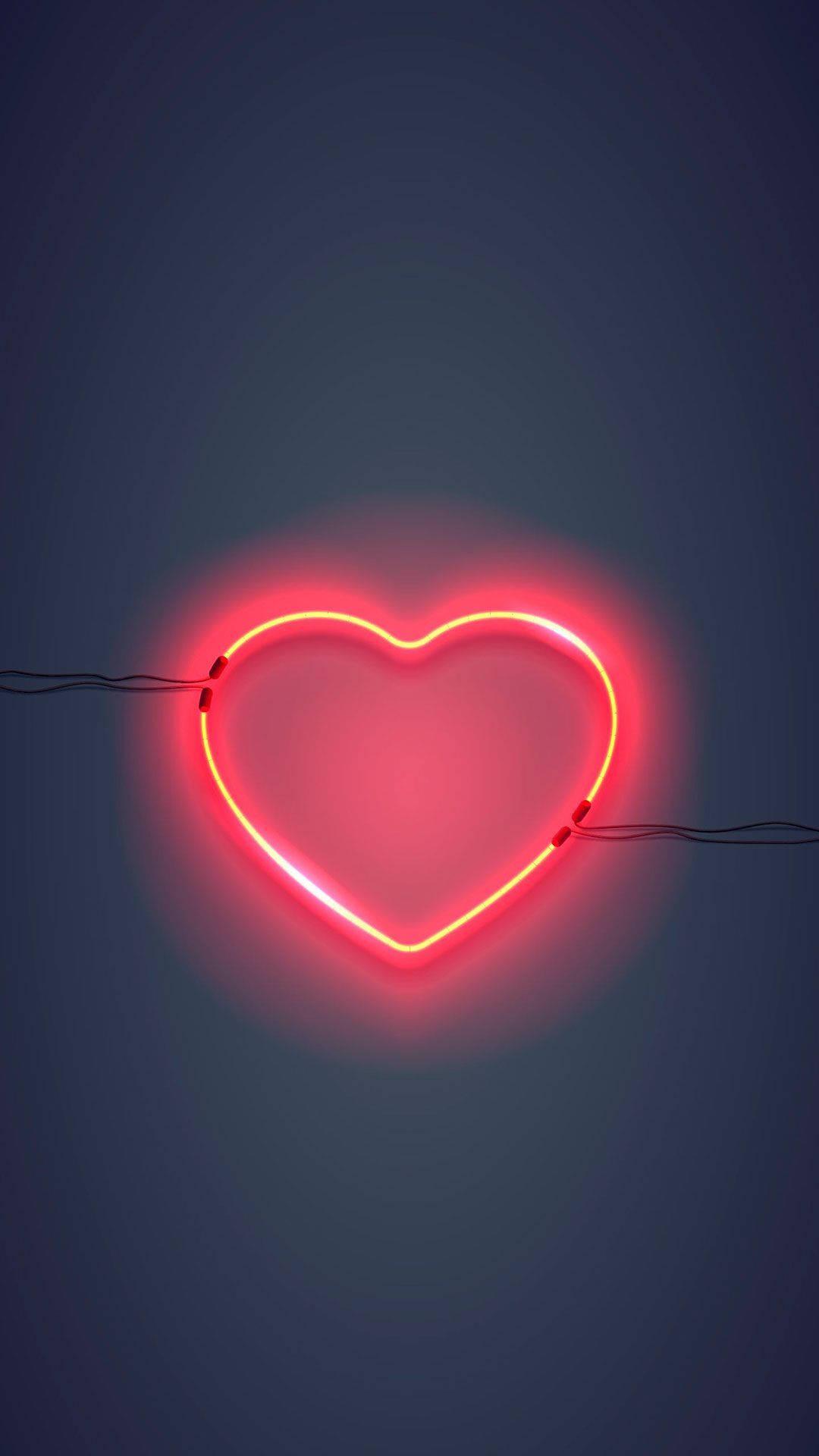 Aesthetic Pink iPhone Neon Red Heart — 1080x1920 wallpaper