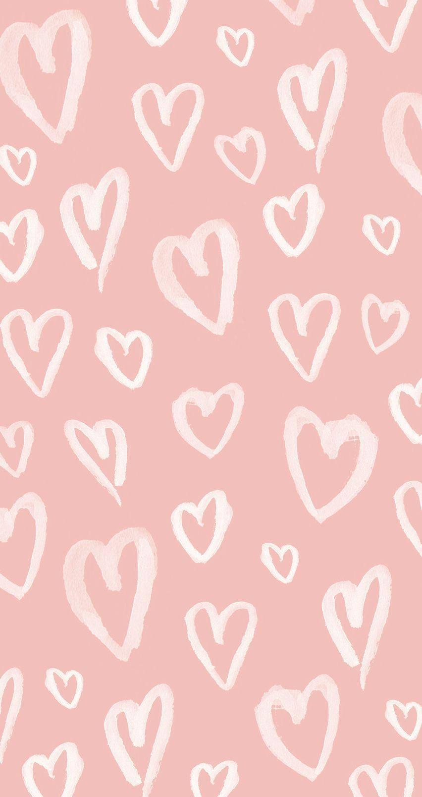 Aesthetic Pink iPhone White Hearts — 852x1608 wallpaper