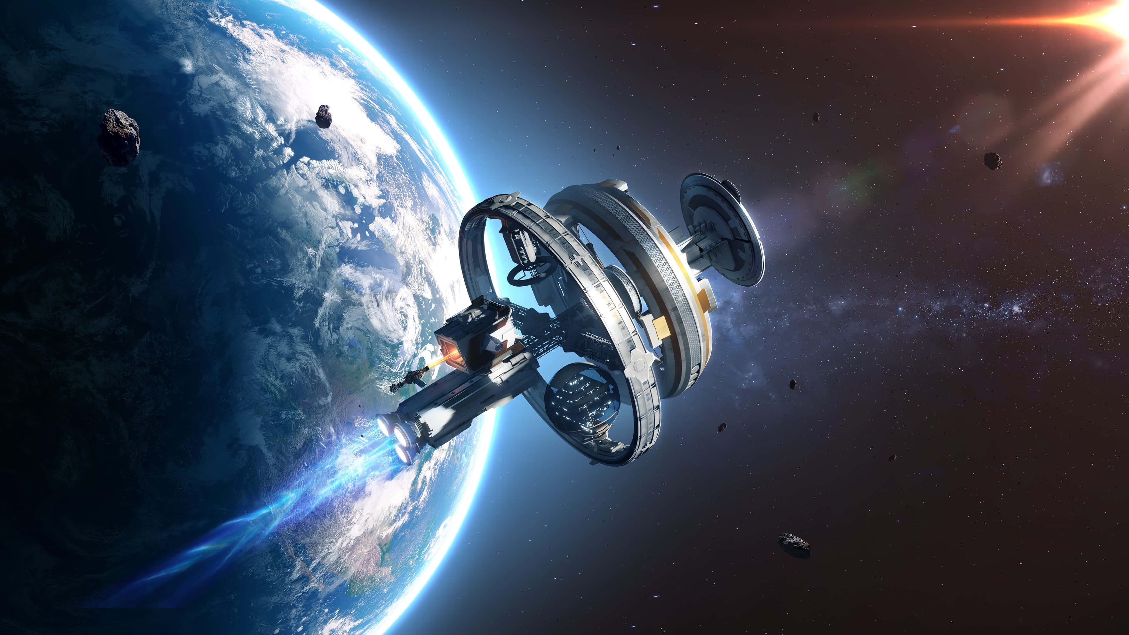 AGOS Video Game Preview With Earth Background — 3840x2160 wallpaper