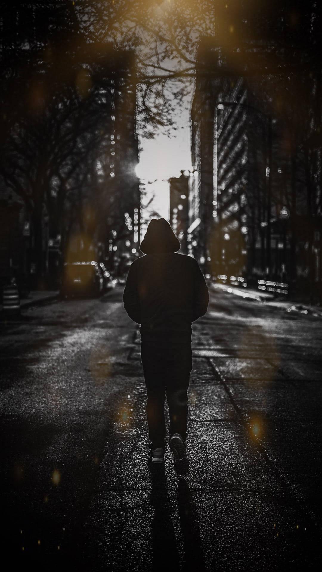 Alienating City Street Sad Boy Cartoon — 1080x1920 wallpaper
