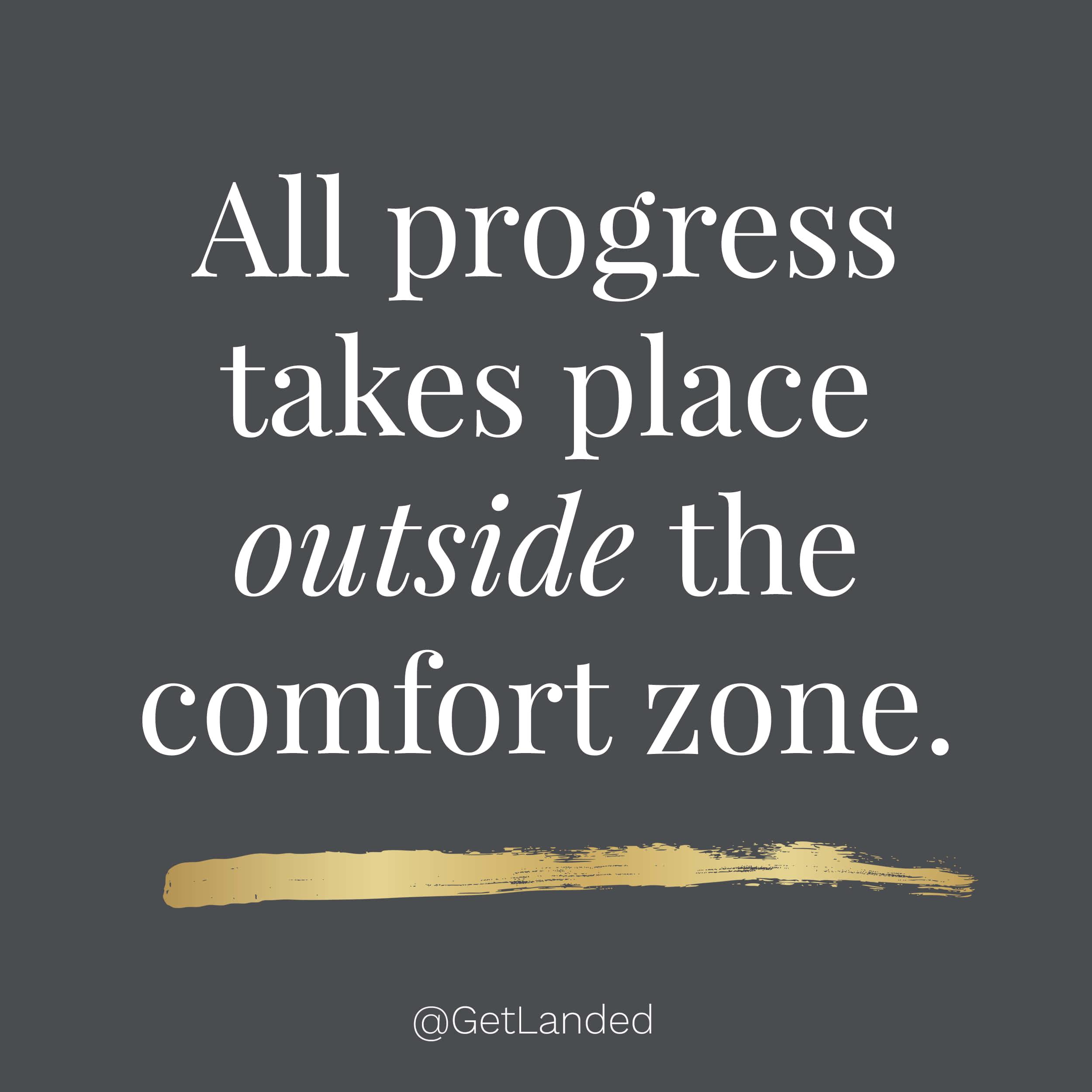 all progress takes place outside the comfort zone — 2500x2500 wallpaper