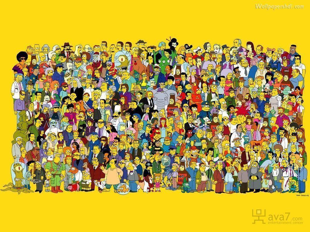 All-Star Cast of The Simpsons Poster — 1024x768 wallpaper