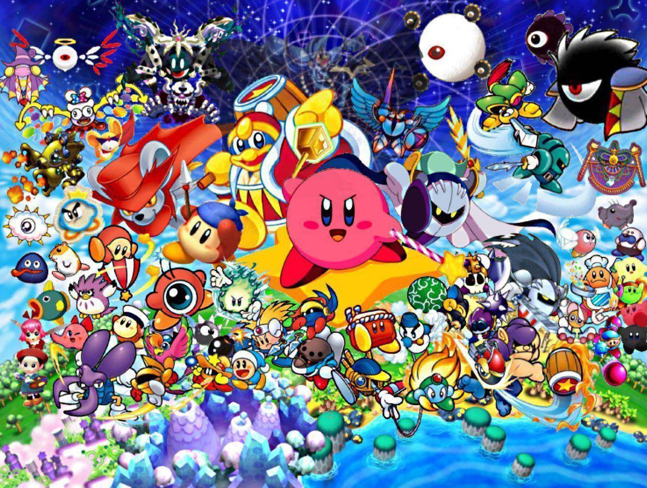 All the fun characters from the popular action-adventure platform video game Kirby! — 1280x965 wallpaper