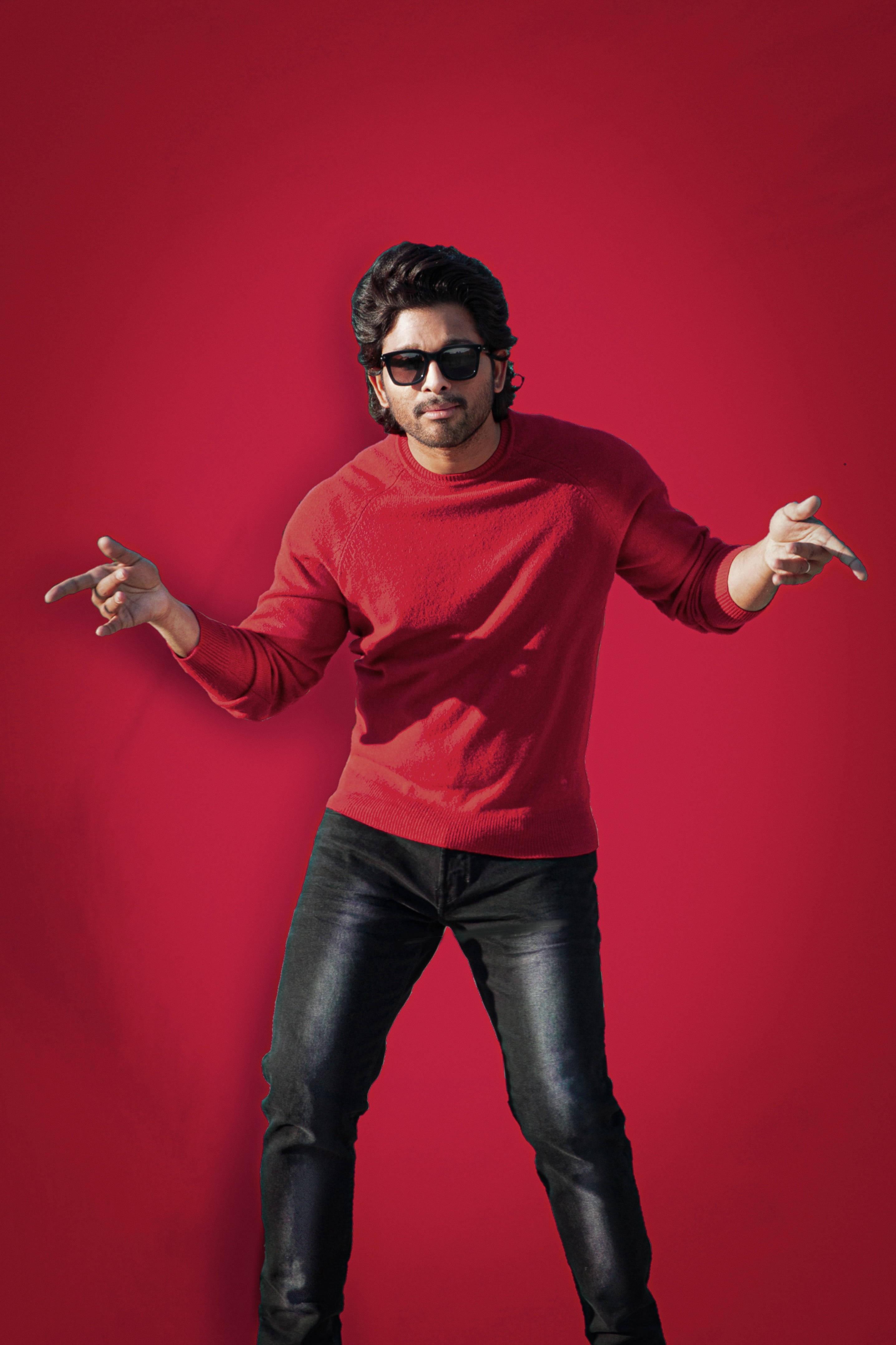 Allu Arjun HD Cool Red Background — 2874x4312 wallpaper