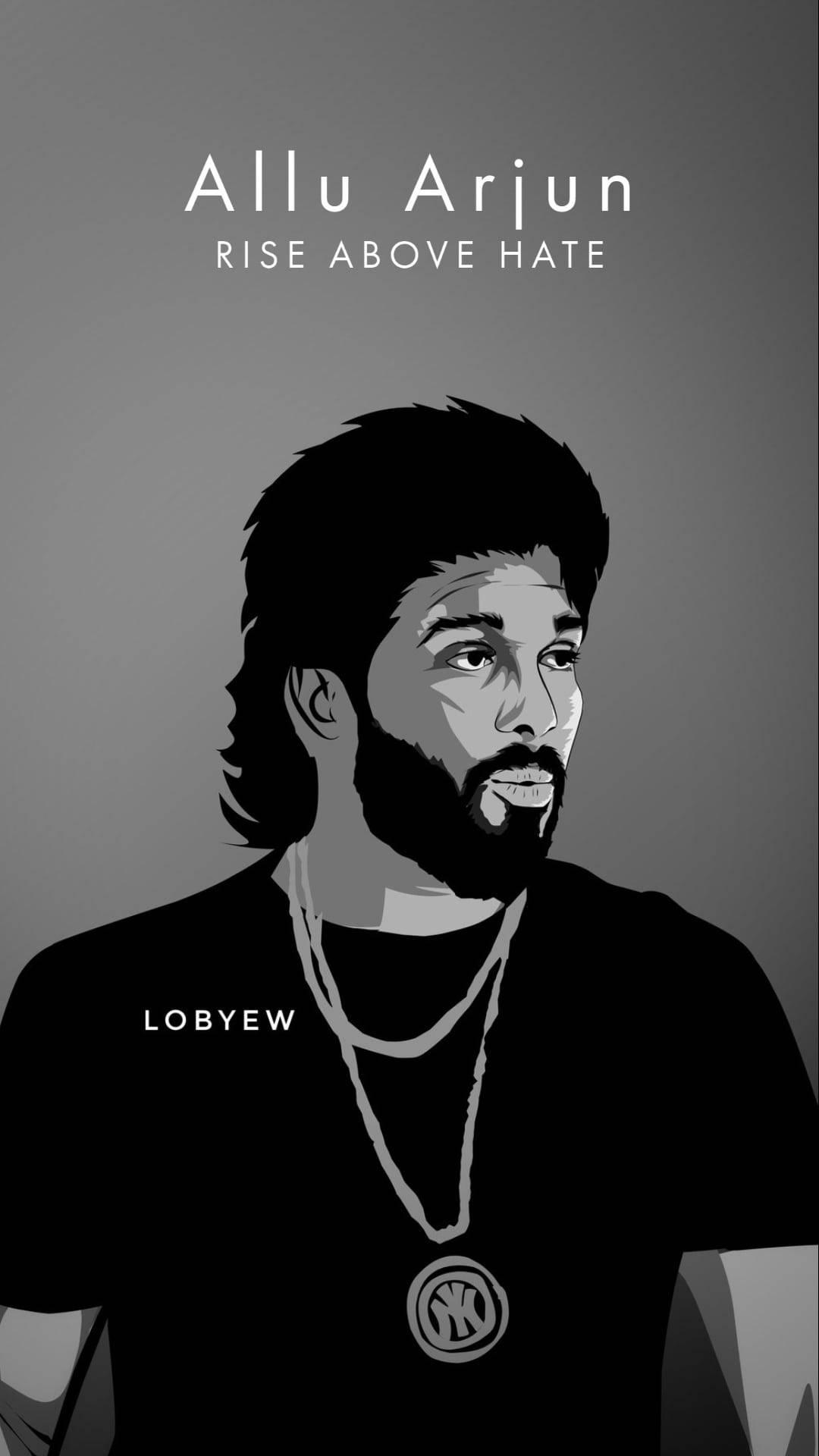 Allu Arjun HD Grayscale Vector Illustration — 1080x1920 wallpaper