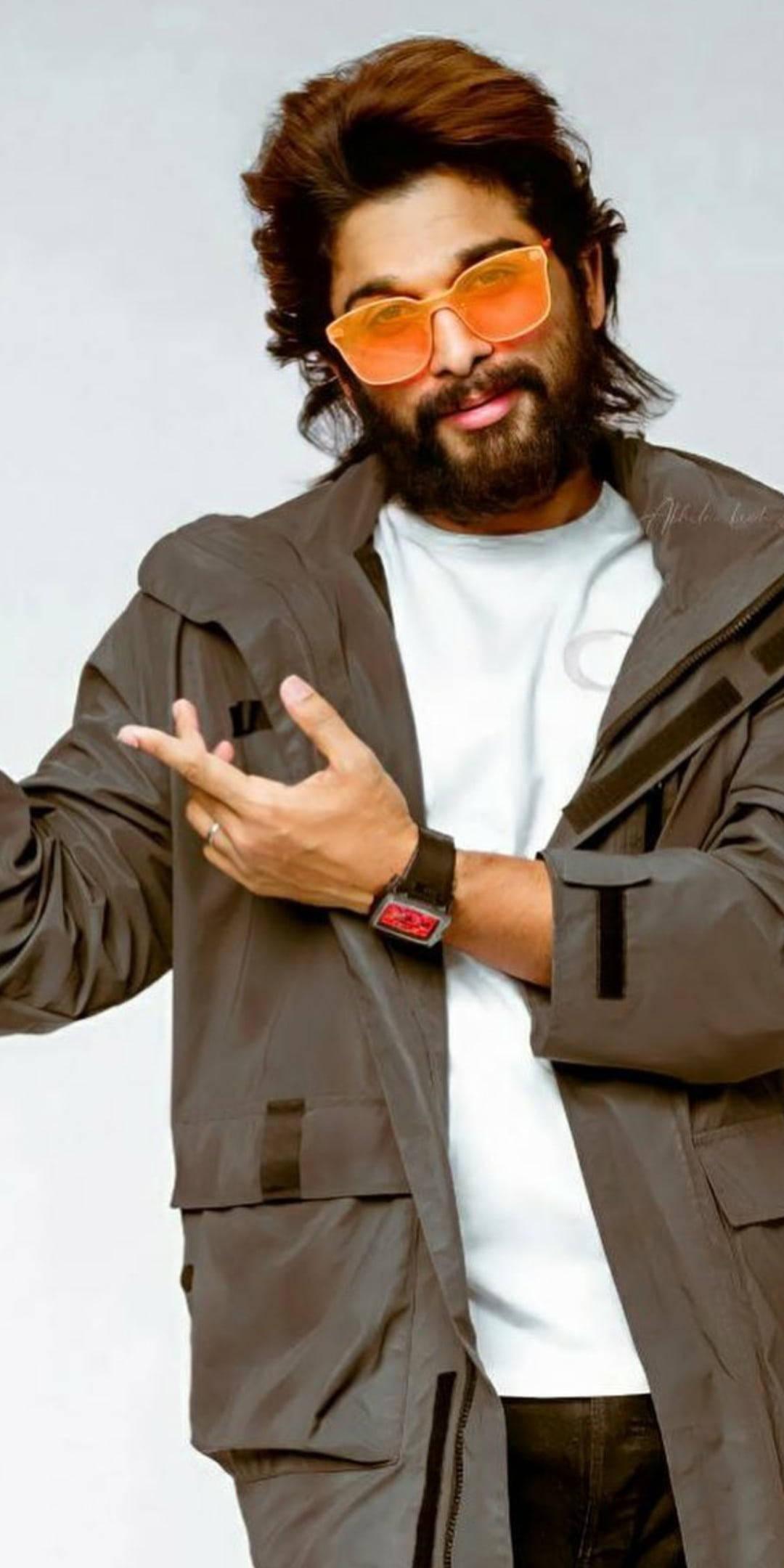 Allu Arjun HD Orange Glasses — 1080x2160 wallpaper