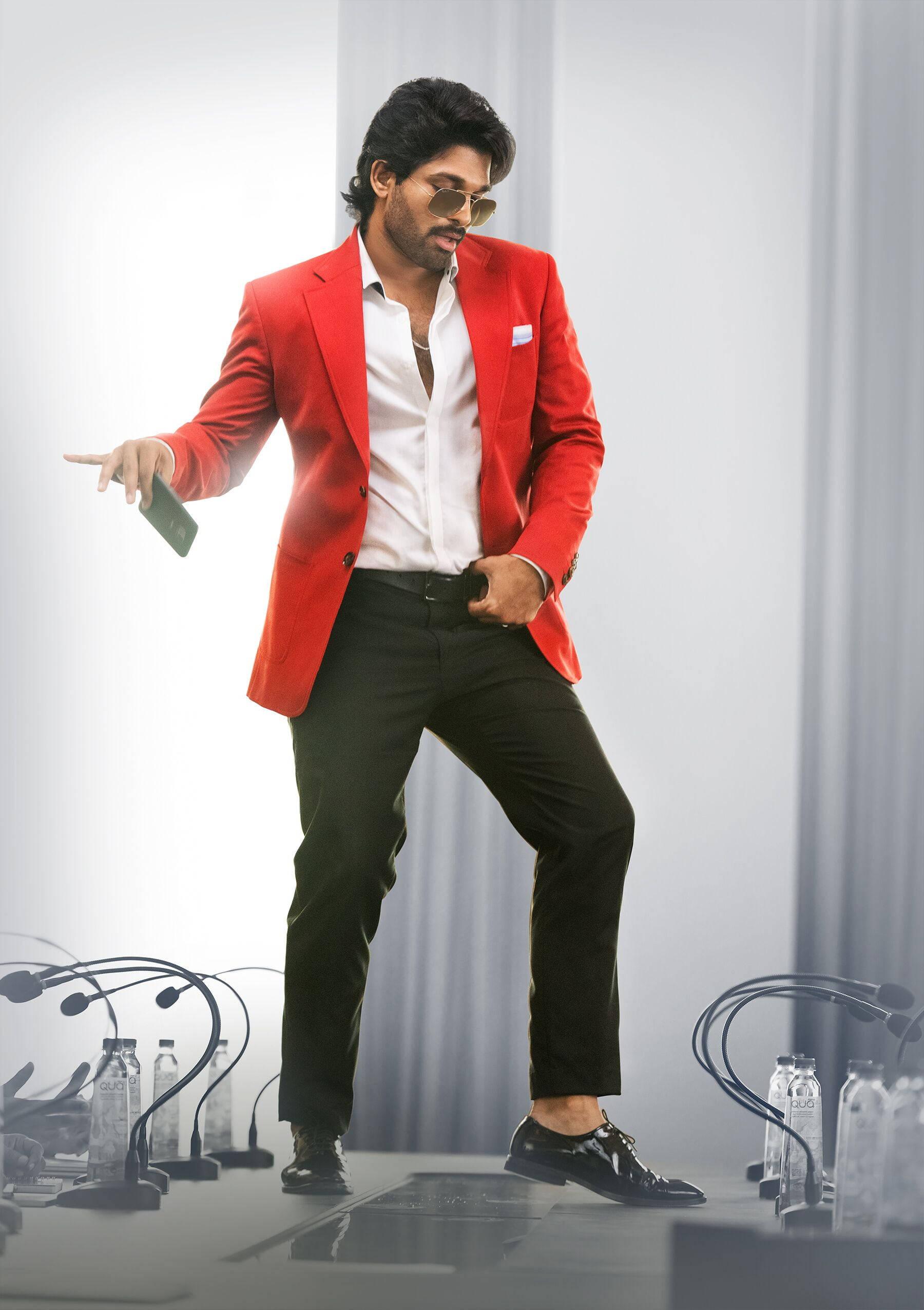 Allu Arjun HD Red Jacket Dancing — 1800x2550 wallpaper
