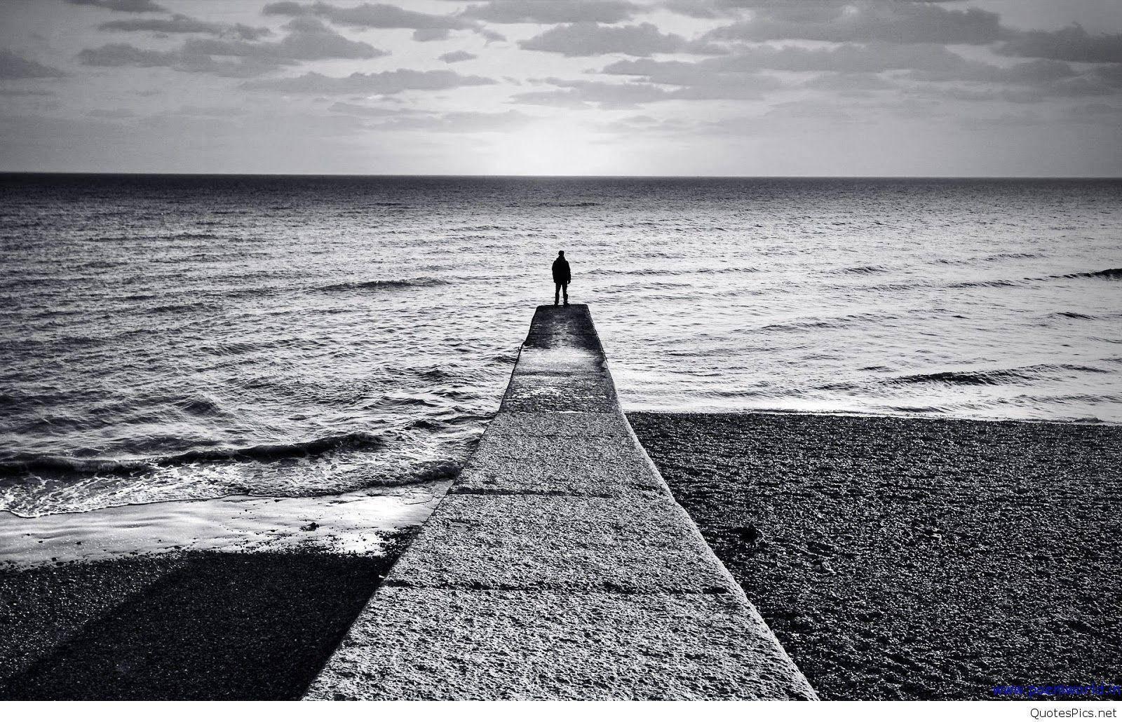 Alone Boy In Grey Scale Shot — 1600x1030 wallpaper