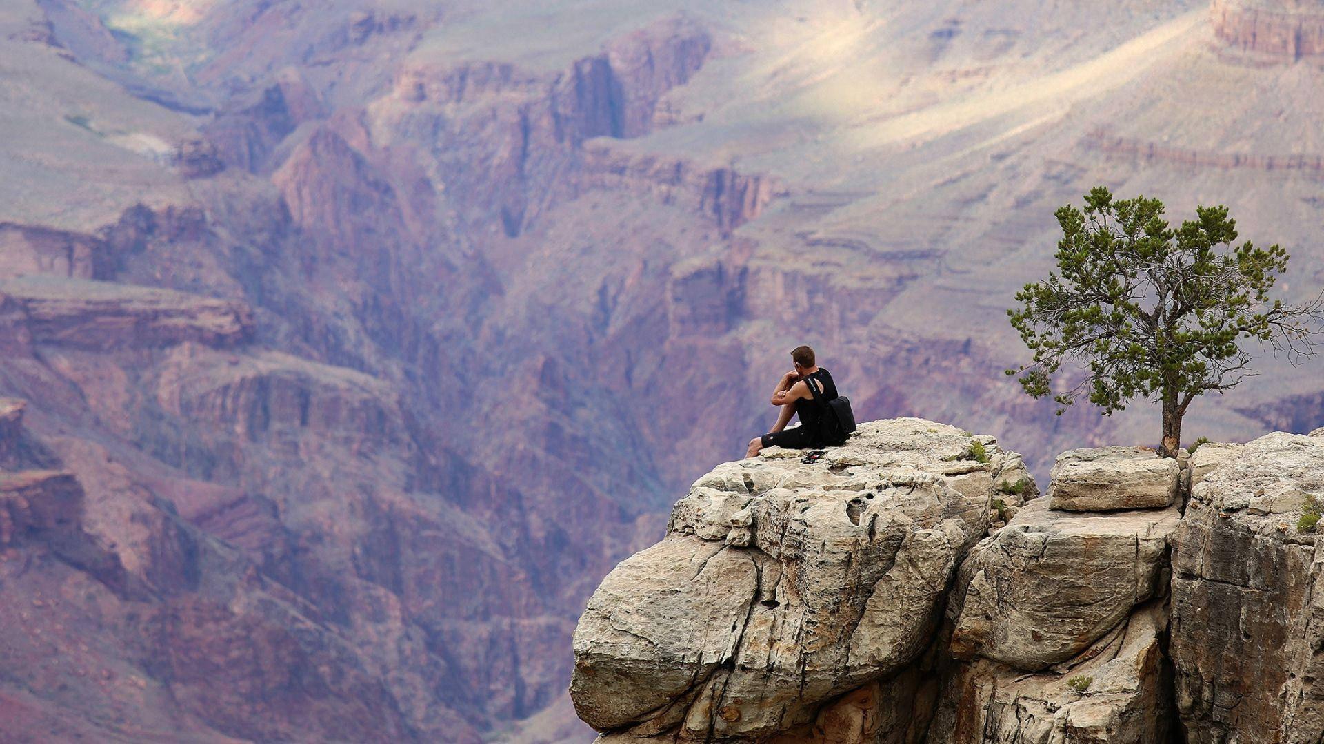 Alone Boy On A Cliff — 1920x1080 wallpaper