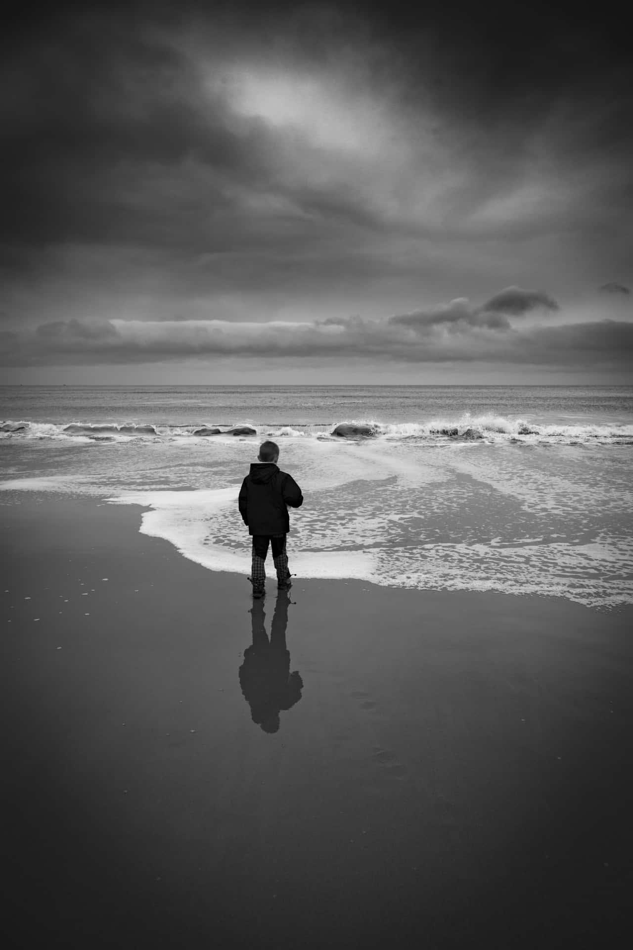 Alone Boy On The Beach Picture — 1280x1920 wallpaper