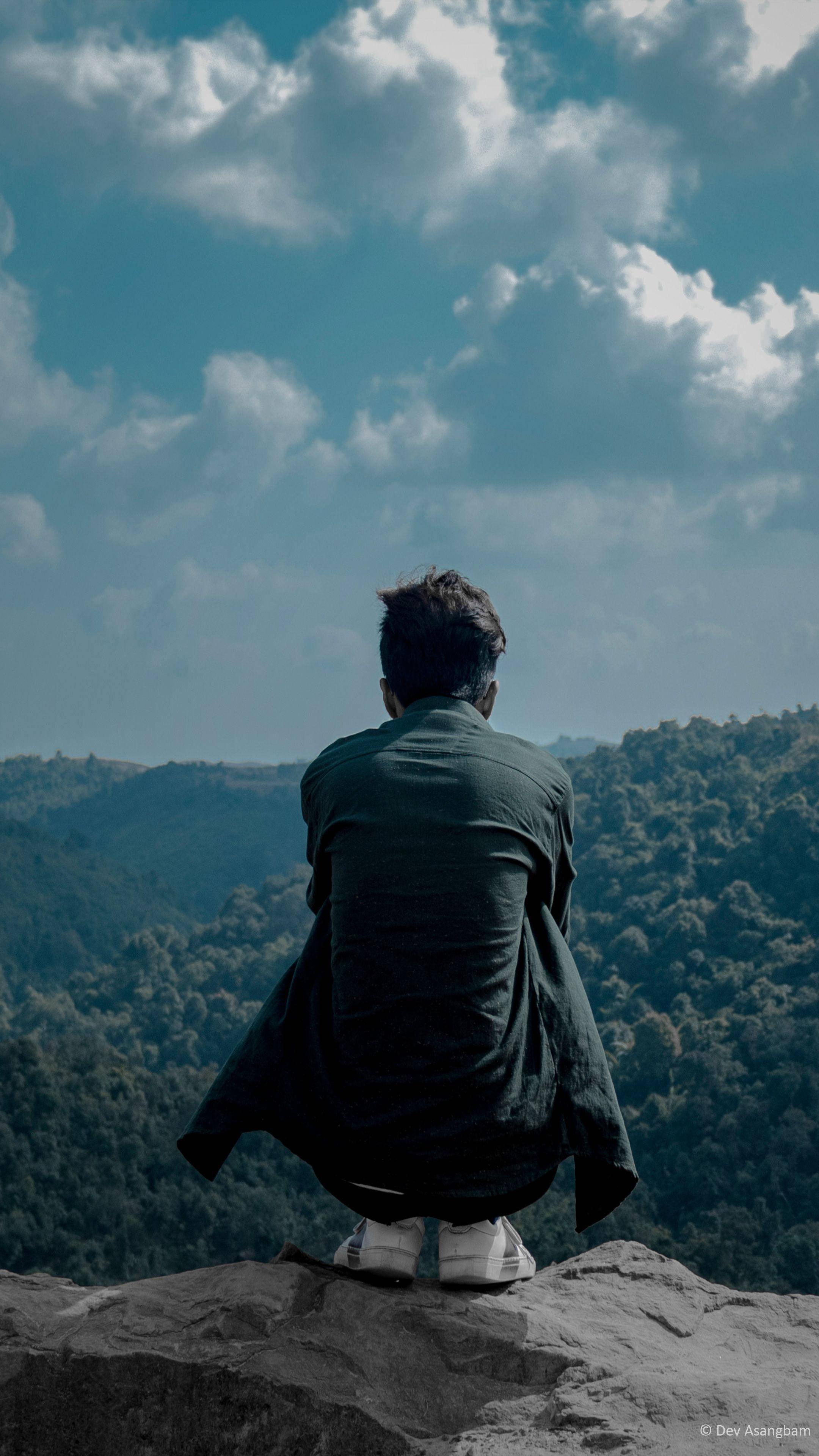 Alone Boy Sitting — 2160x3840 wallpaper