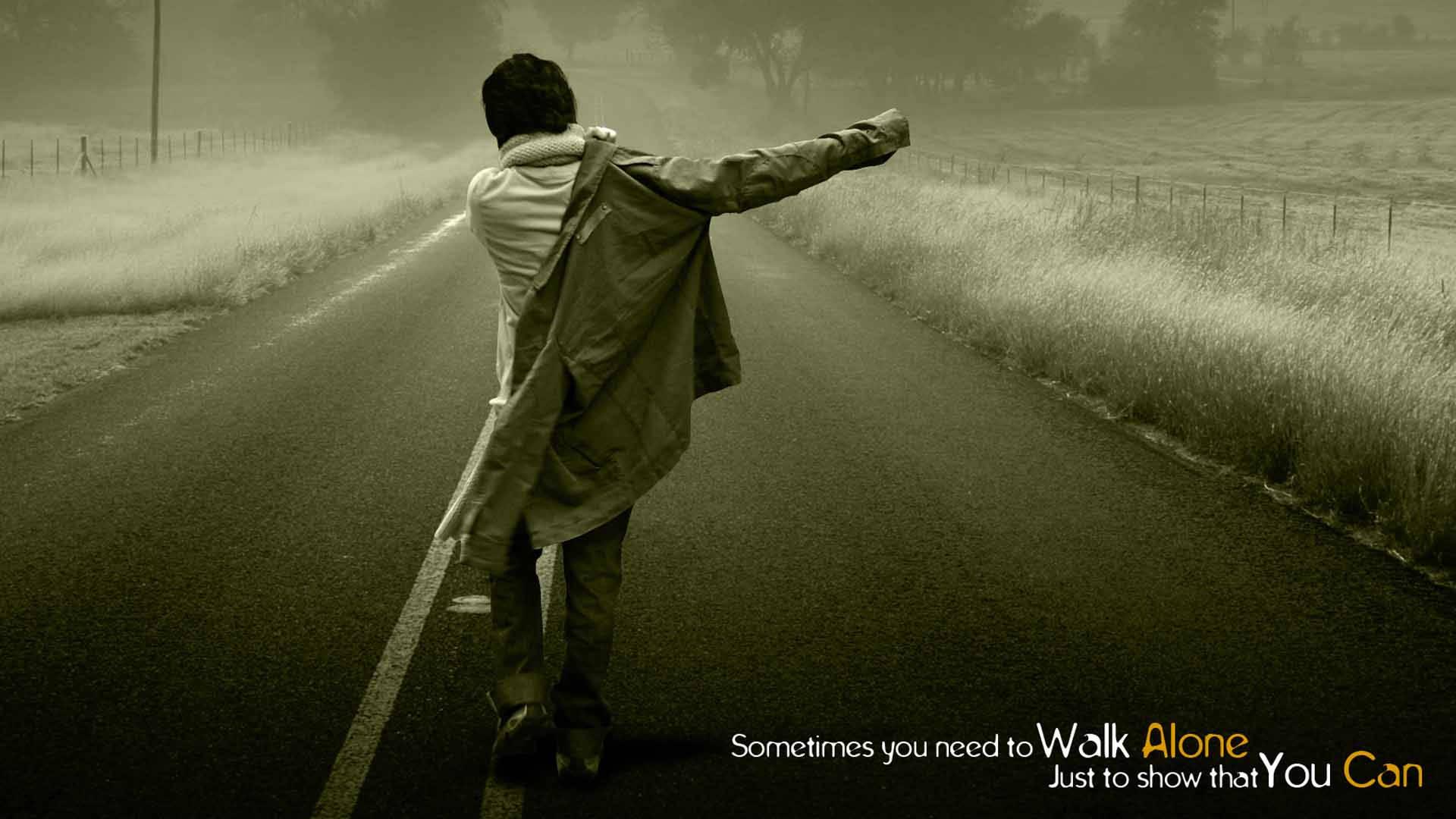 Alone Boy Walking In The Highway — 1920x1080 wallpaper
