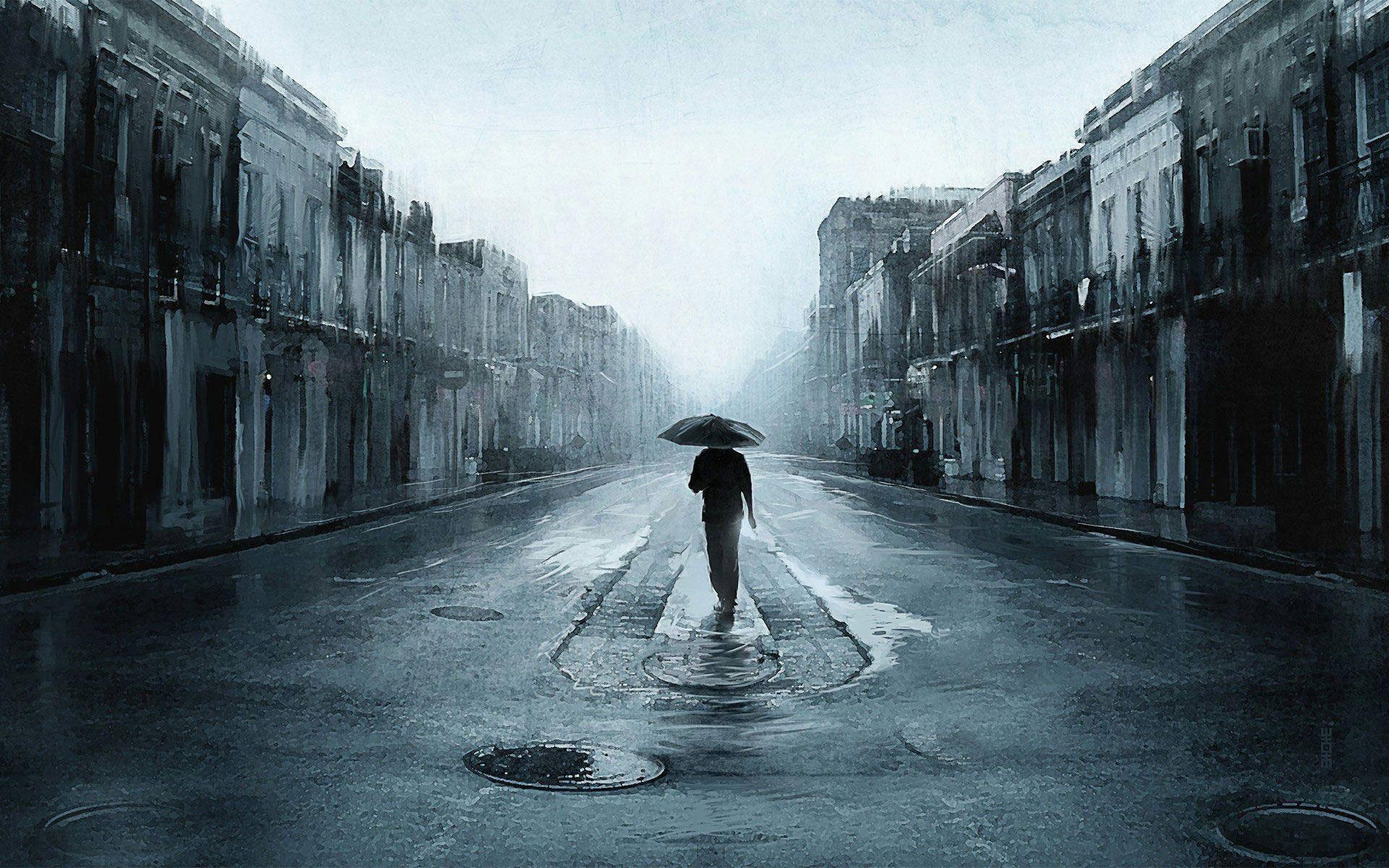 Alone Boy With An Umbrella — 1920x1200 wallpaper