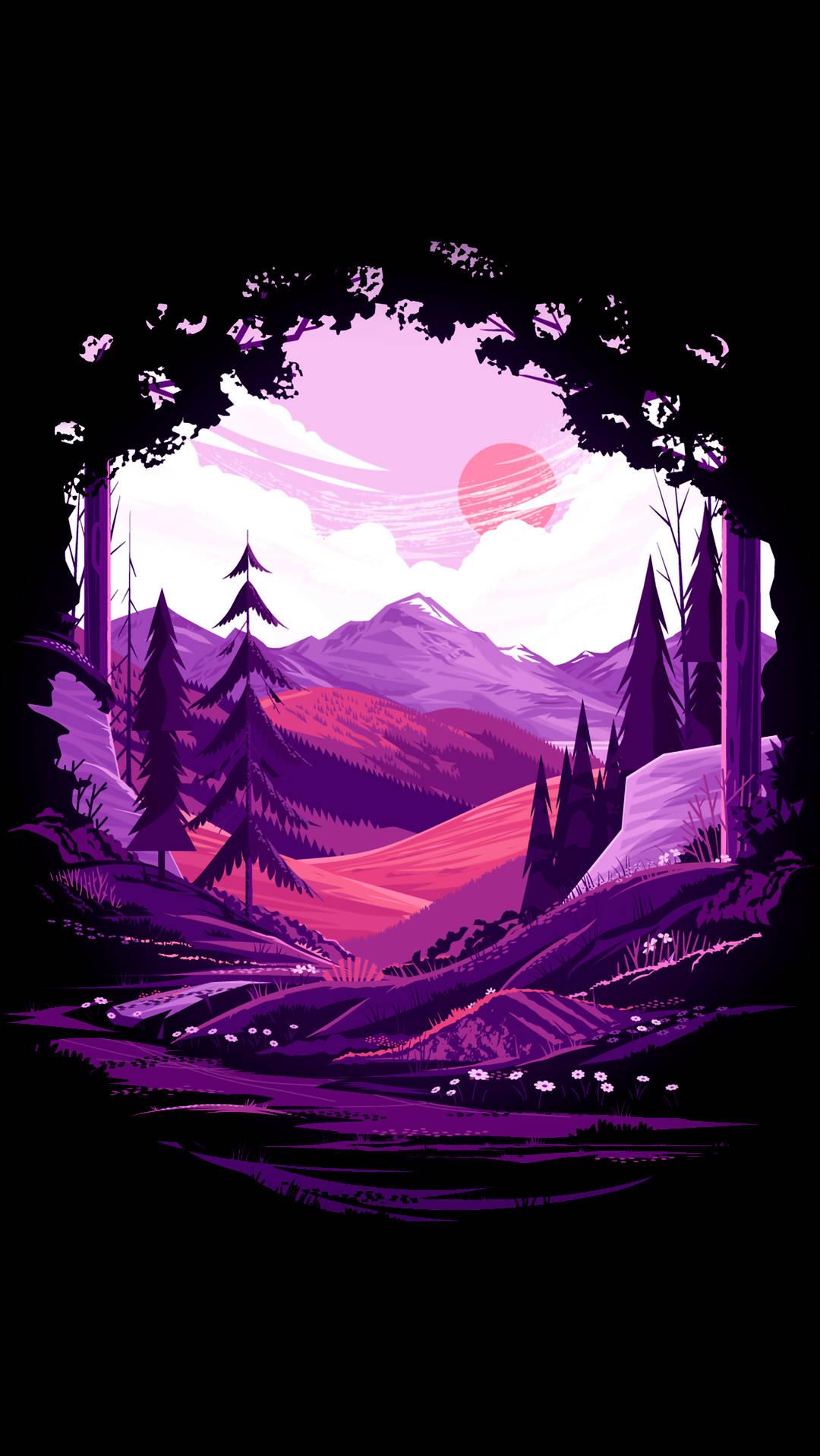 Amoled Purple Landscape — 1080x1917 wallpaper
