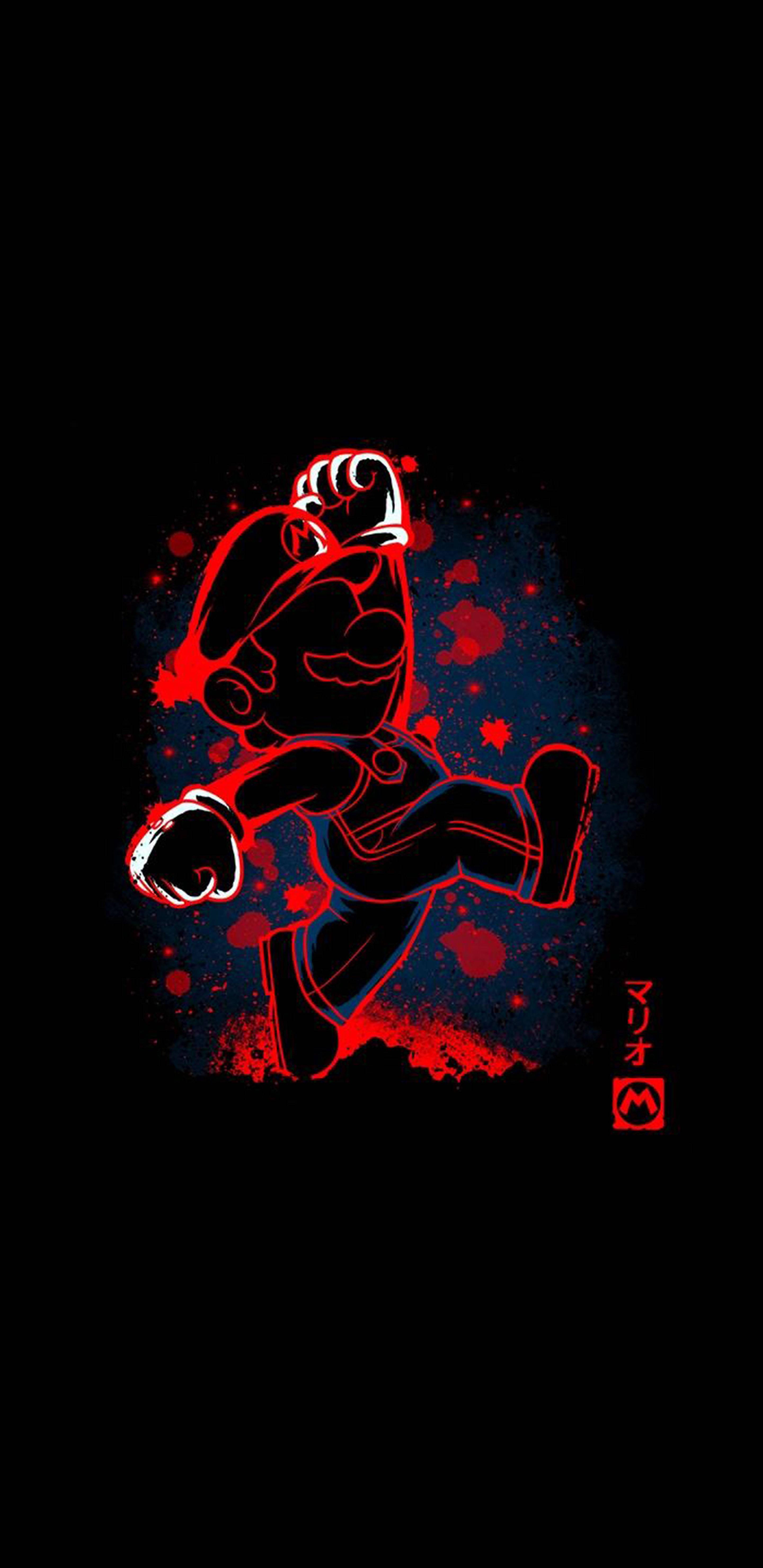 Amoled Red Super Mario — 2880x5920 wallpaper