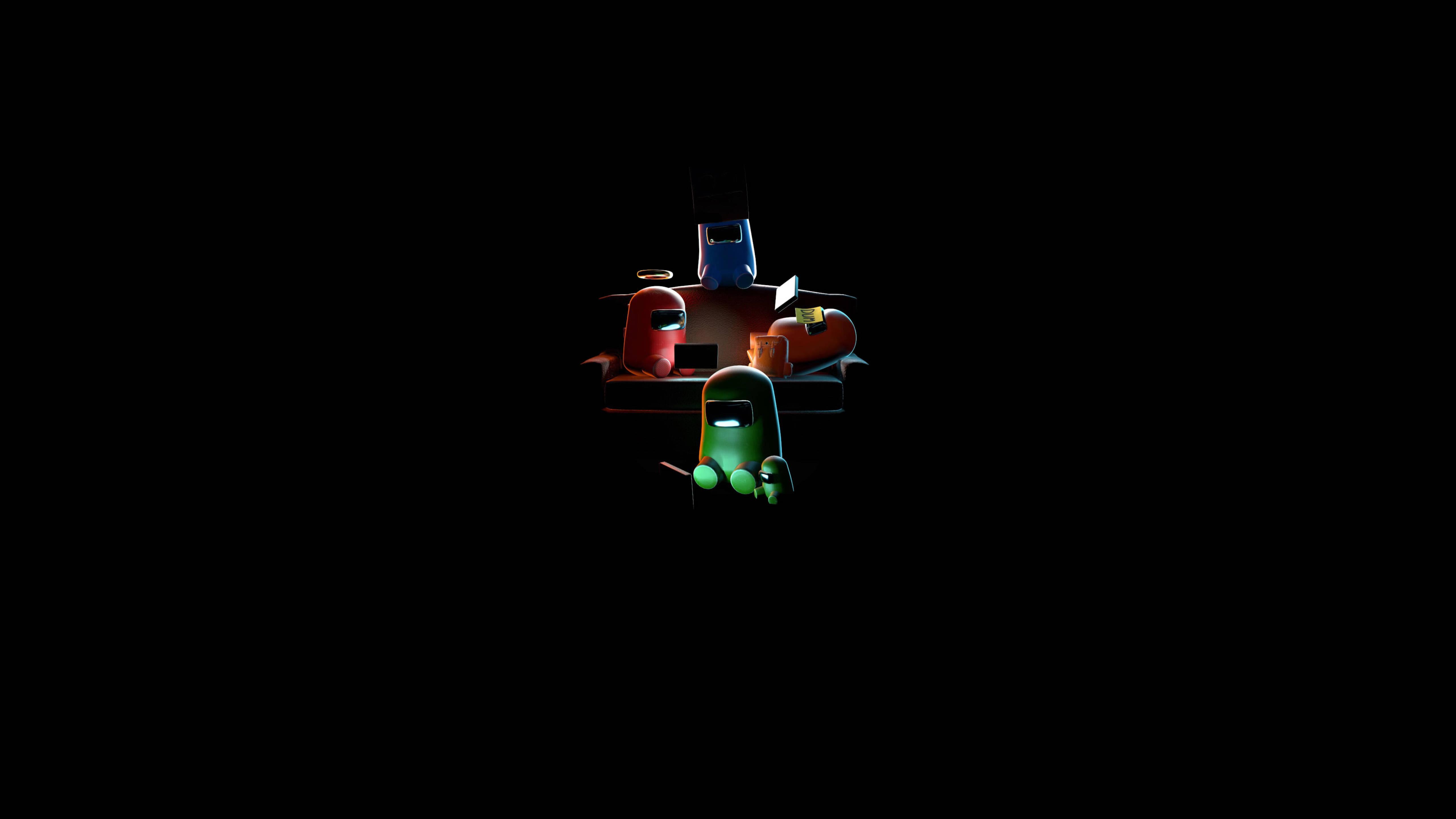 Among Us Dark Room — 5120x2880 wallpaper