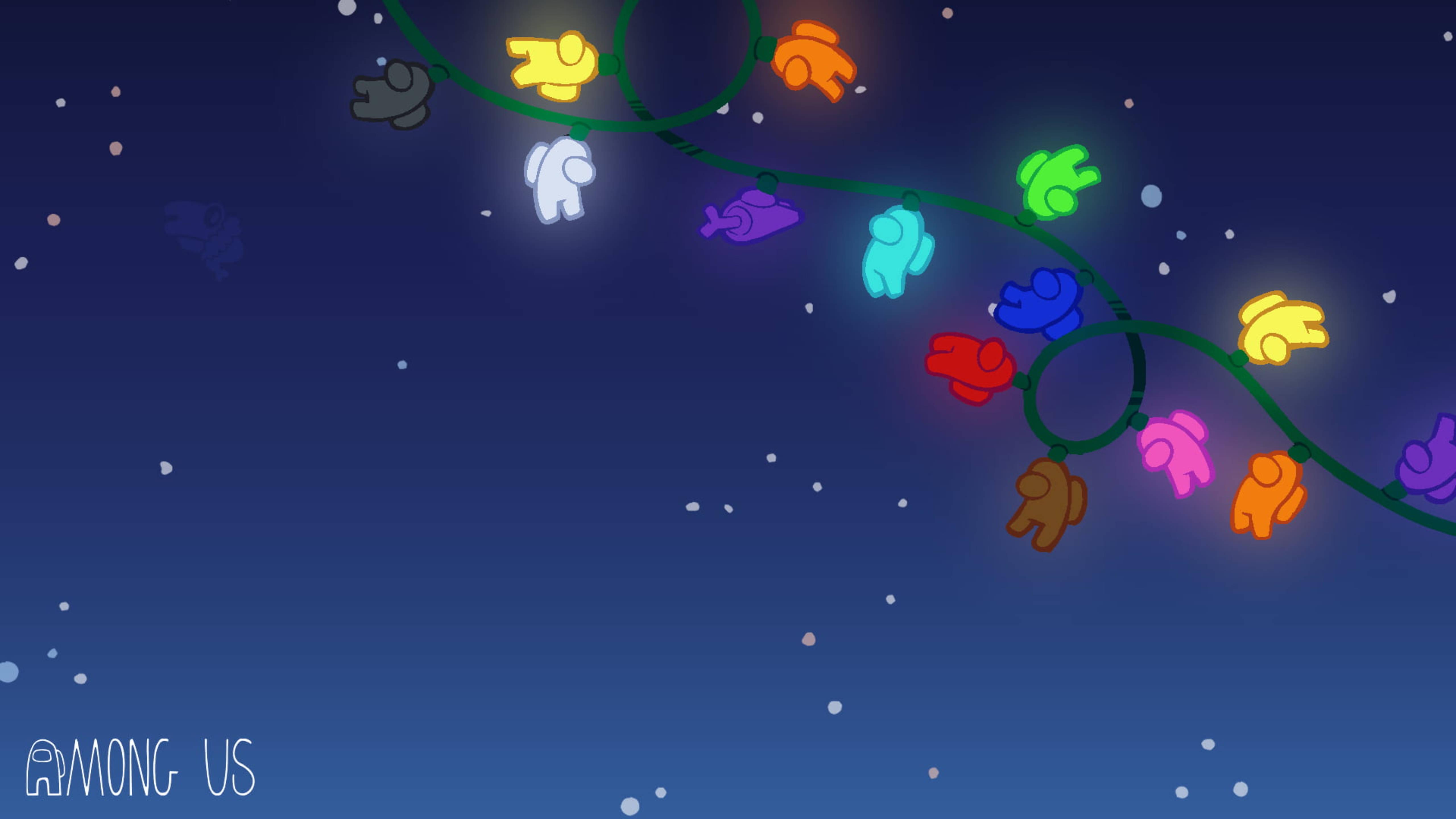 Among Us Holiday Lights — 5120x2880 wallpaper