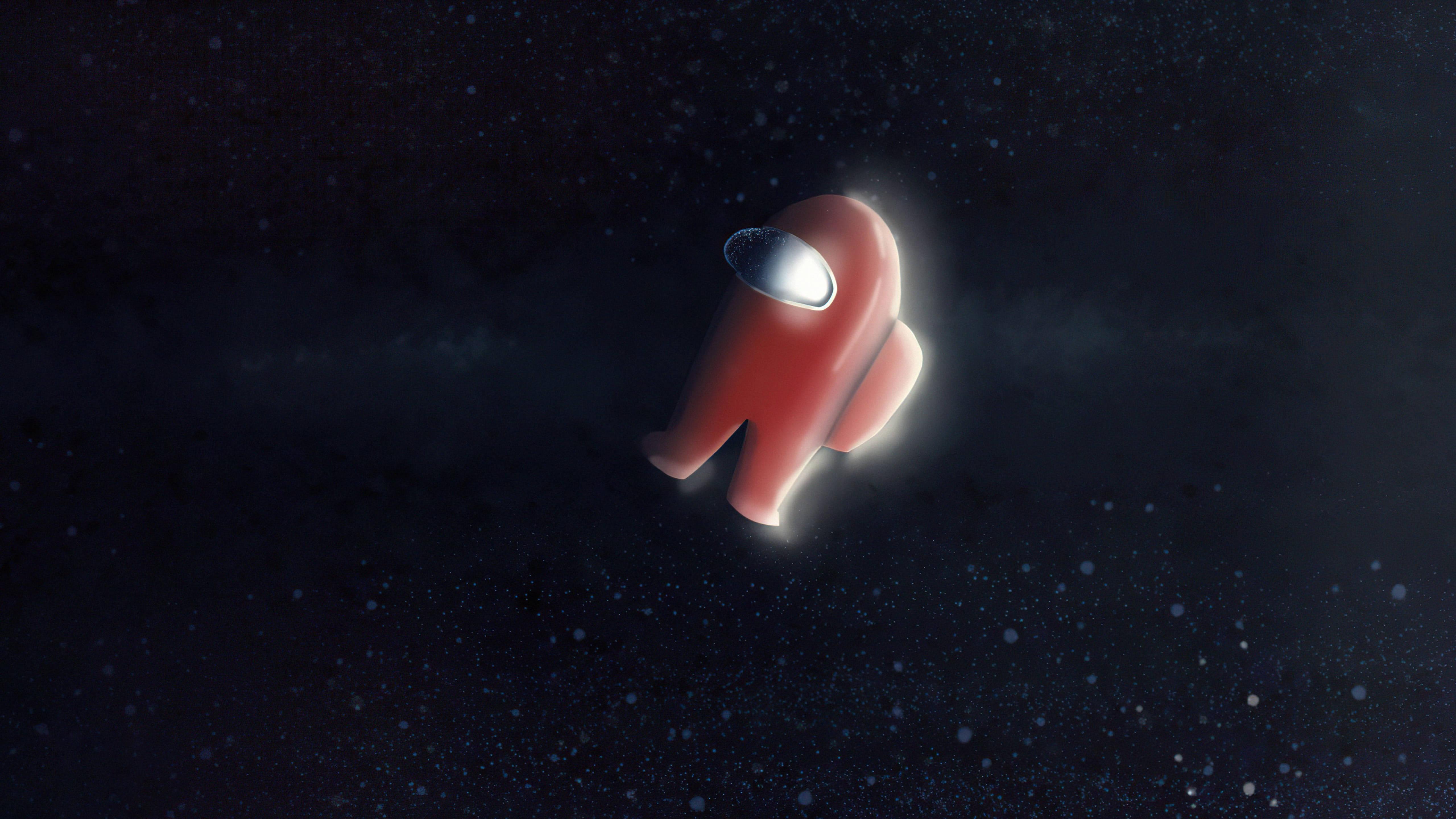 Among Us Red Space Fanart — 5120x2880 wallpaper