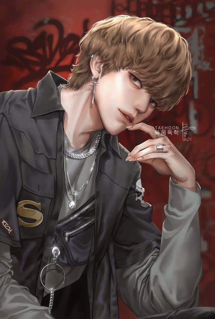 An adorable anime boy, ready for an adventure! — 736x1089 wallpaper